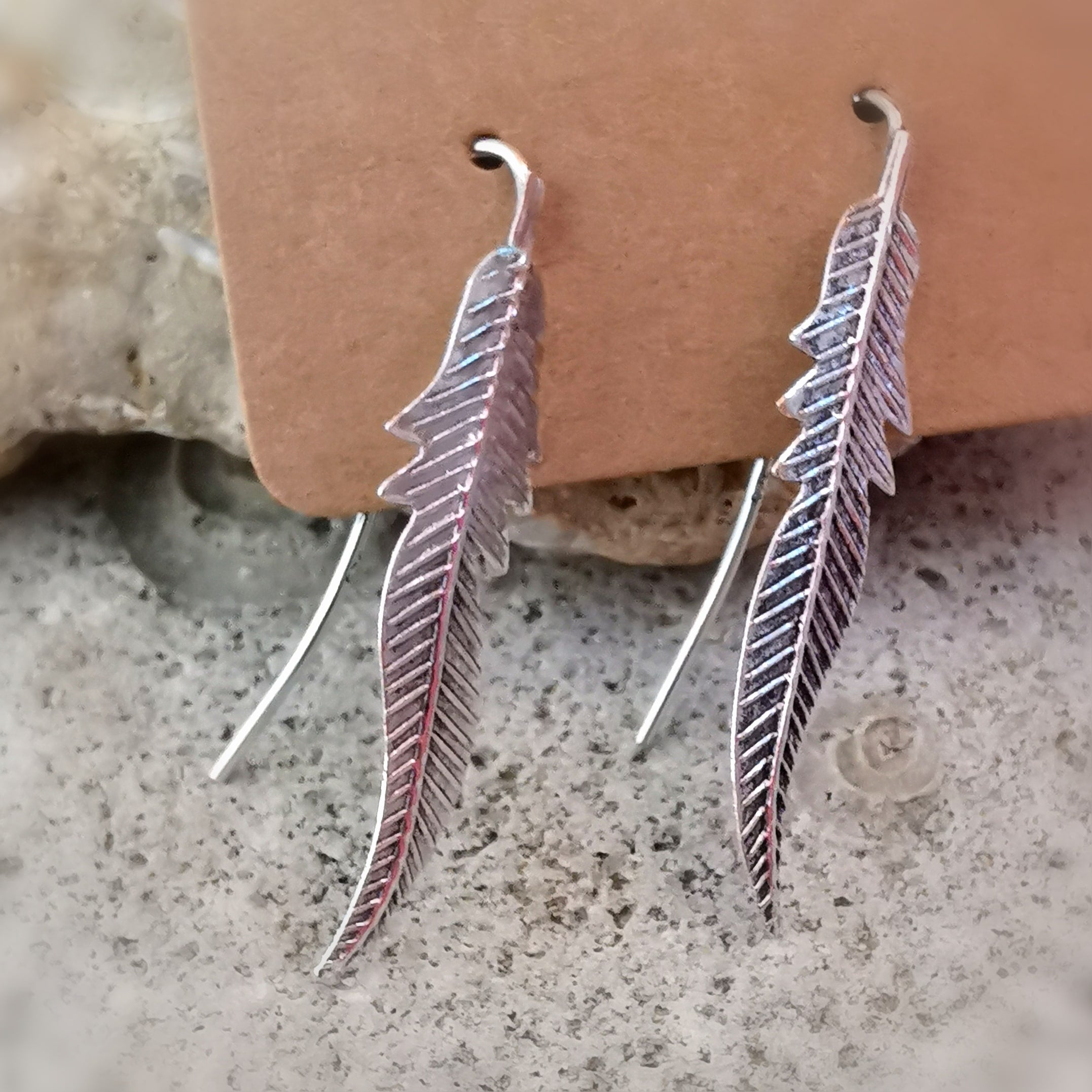 ✨ Design Feder Ohrringe Sterlingsilber – geweiht für Licht & Leichtigkeit