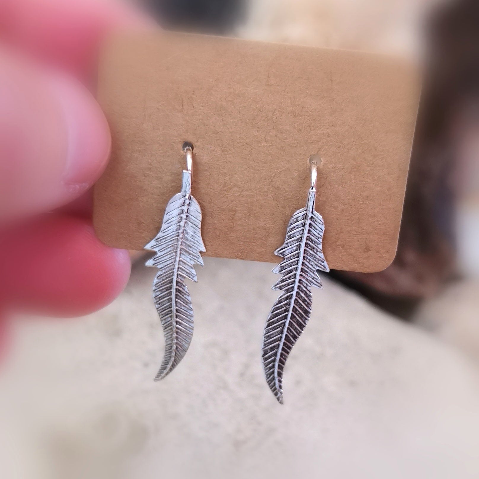 ✨ Design Feder Ohrringe Sterlingsilber – geweiht für Licht & Leichtigkeit