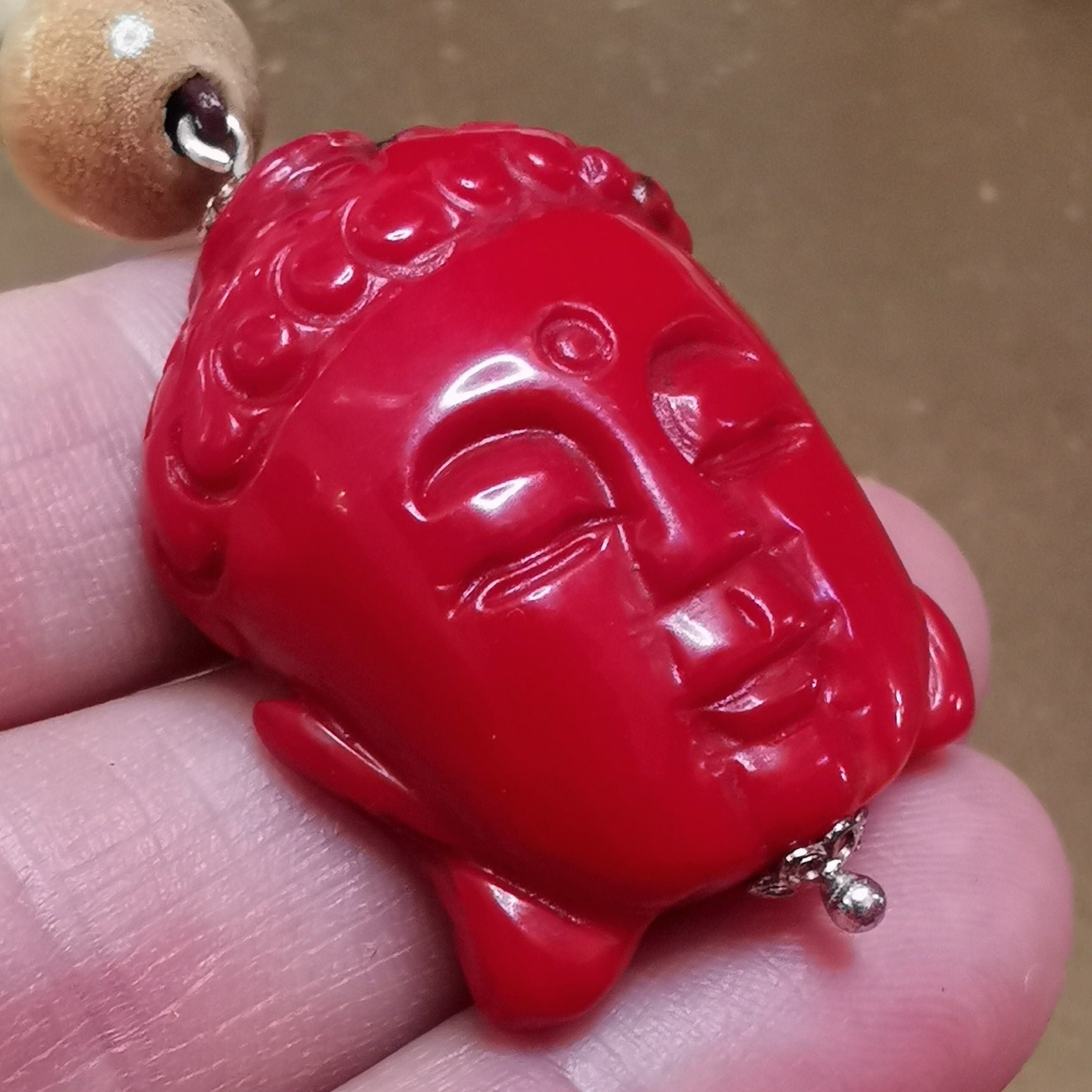 🙏 Buddha Kopf Koralle – Karma Kette geweiht für Lebensenergie & Frieden