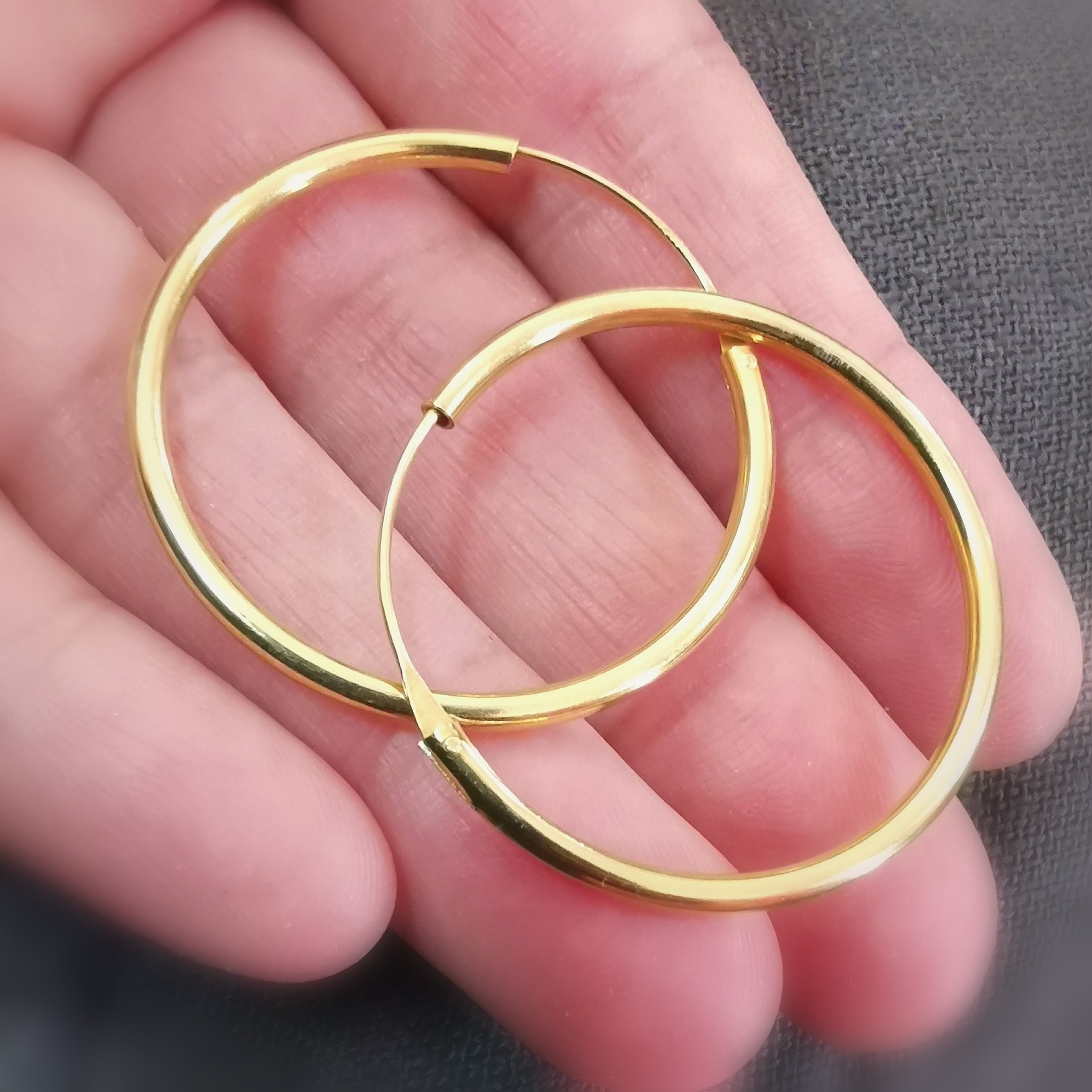 ✨ Goldene Hoops Creolen Ohrringe 35 mm, edler Hippie Ohrschmuck