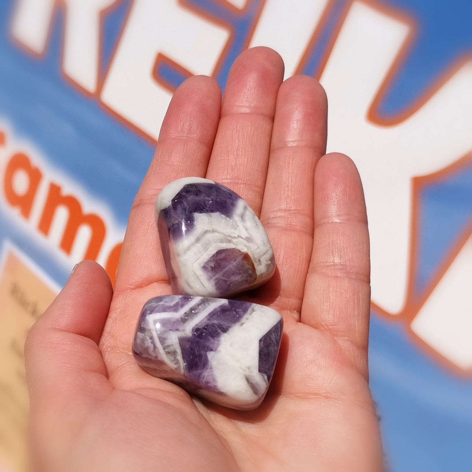 💜 Reiki Chevron Amethyst Edelstein Geschenk Set – Klarheit, Frieden & Intuition