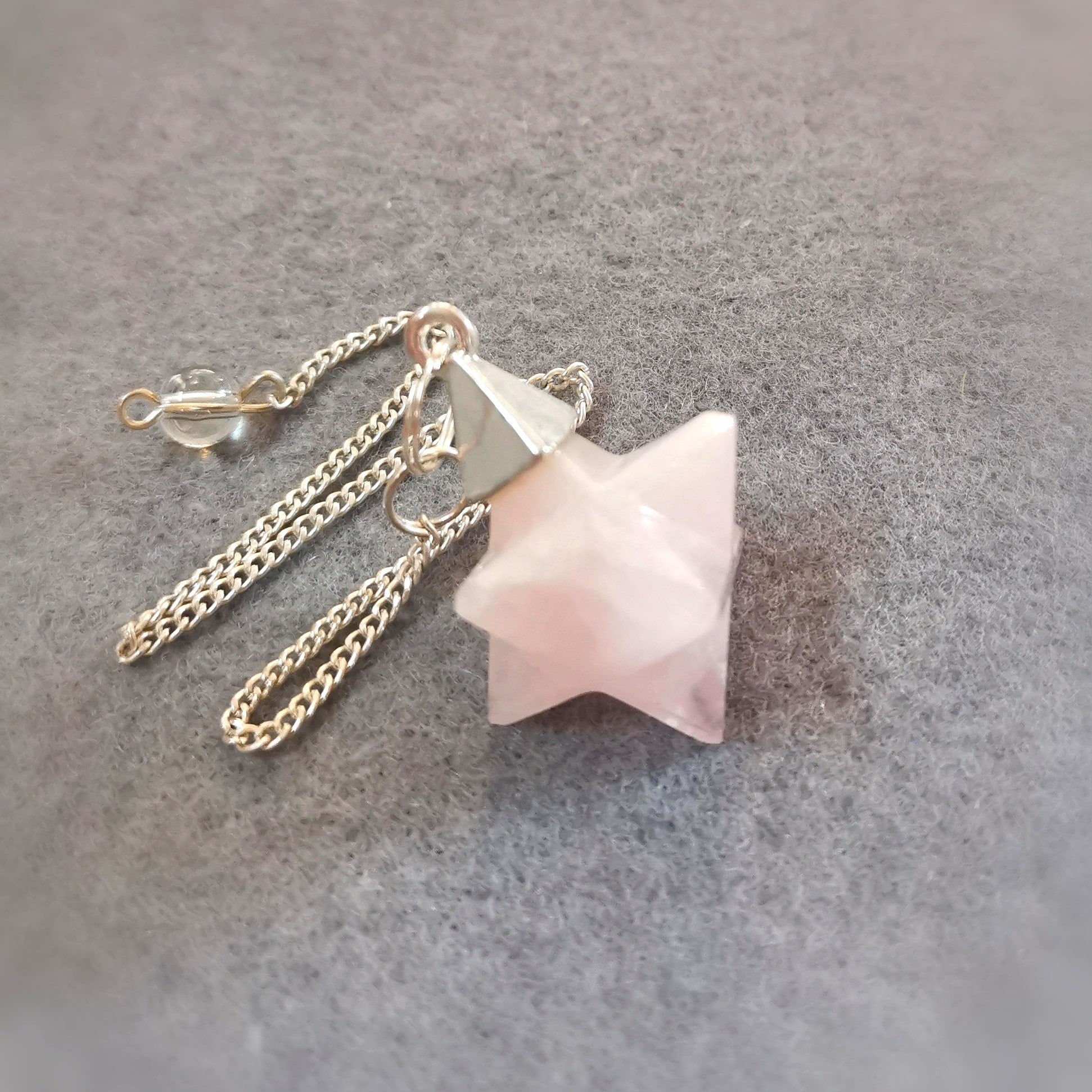 💗 Merkaba Rosenquarz Pendel – geweiht für Meditation, Herzöffnung & göttliche Ordnung