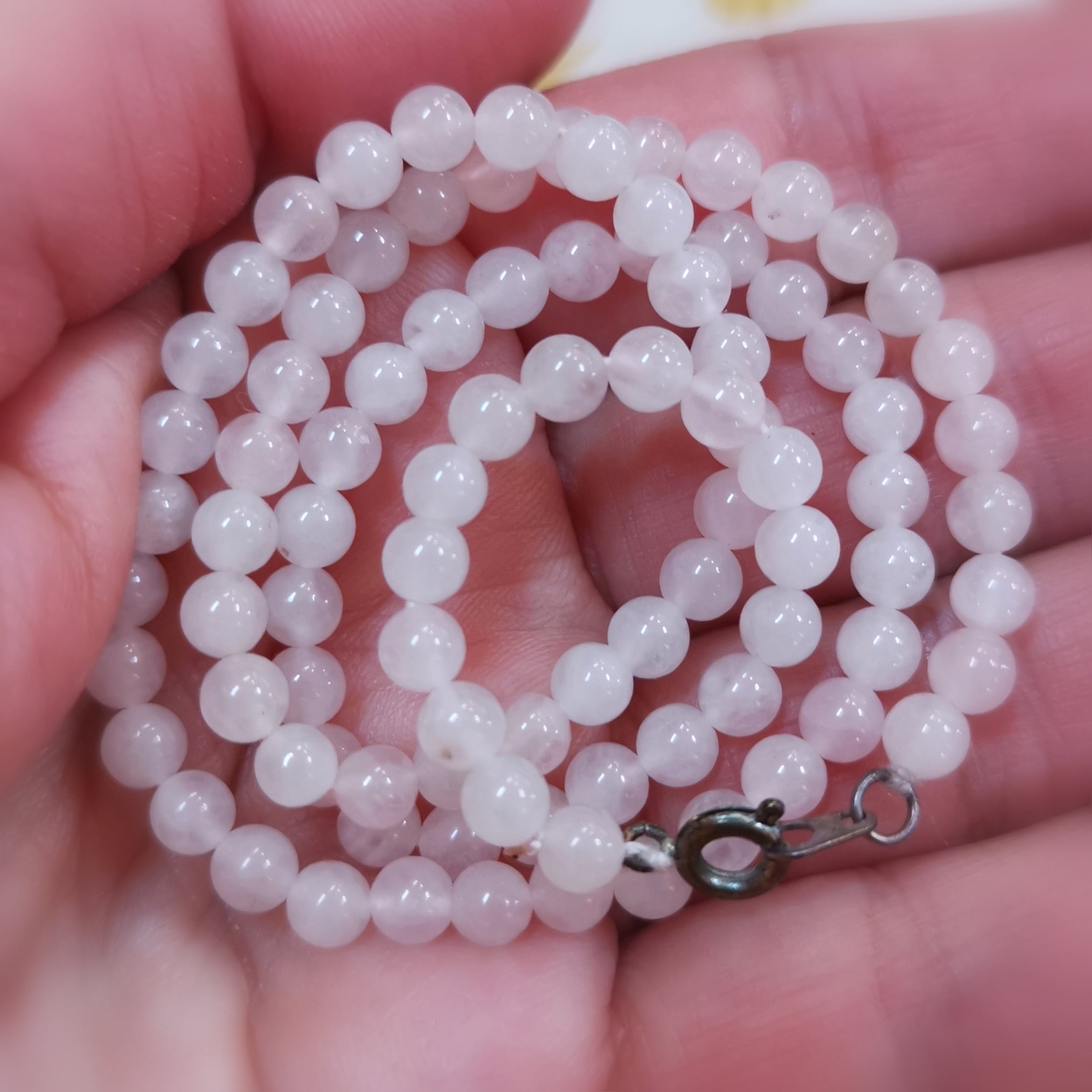 💗 Rosenquarz Edelstein Kette – 40 cm – geweiht für Liebe, Harmonie & Herzöffnung
