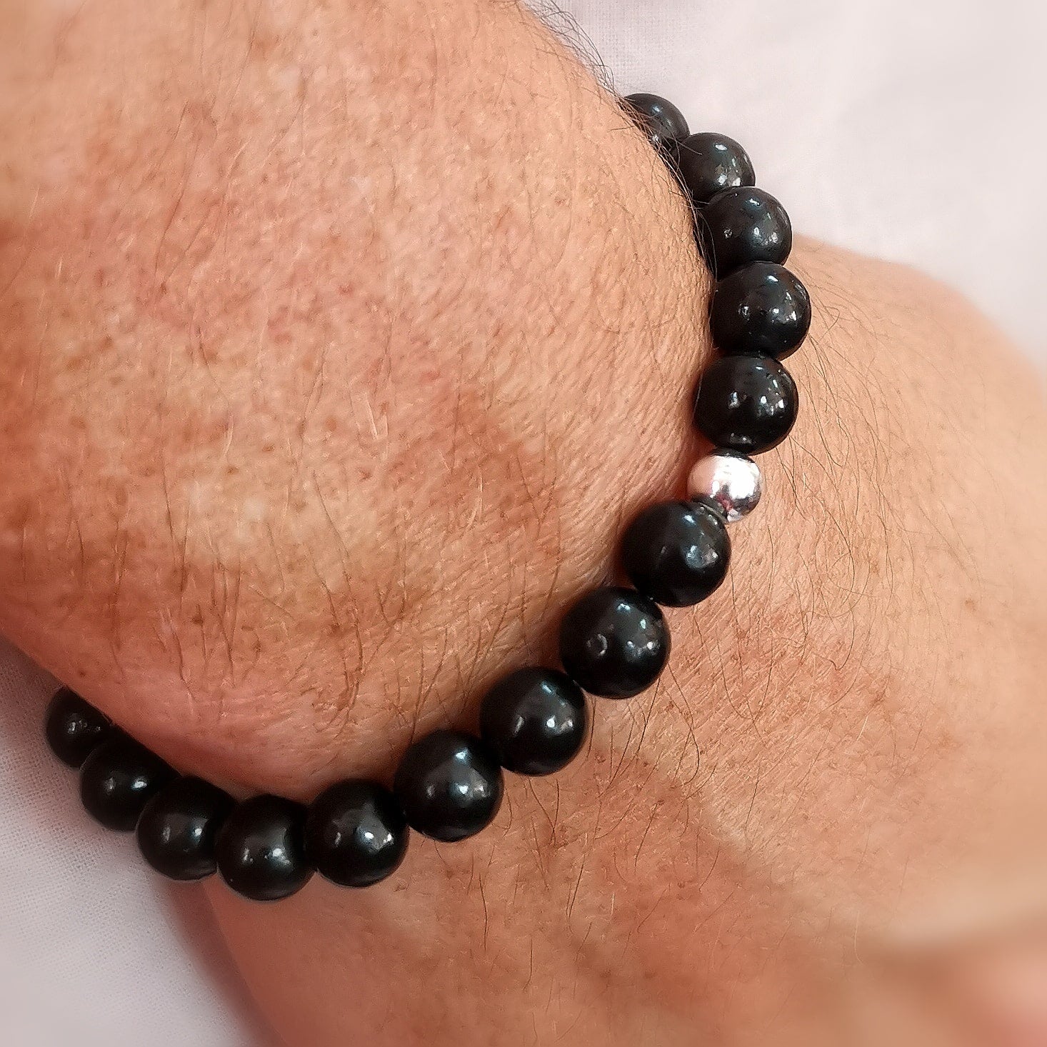Edel Schungit Aura Schutz Karma Armband XL – geweiht für innere Stärke & energetische Reinigung