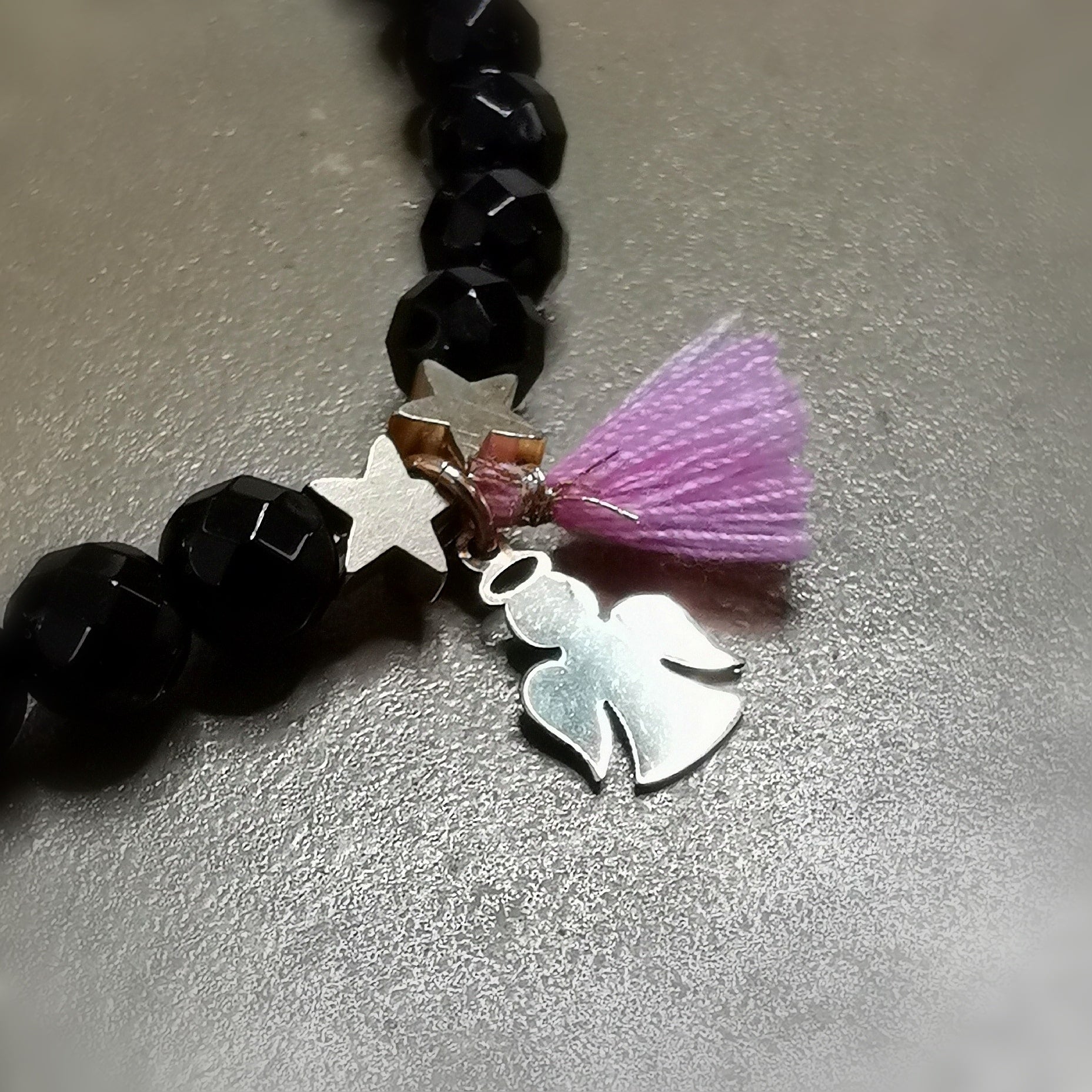 Onyx & Gold Engel Edelstein Karma Armband L/XL – geweiht für Schutz, Stärke & Erdung (Kopie)