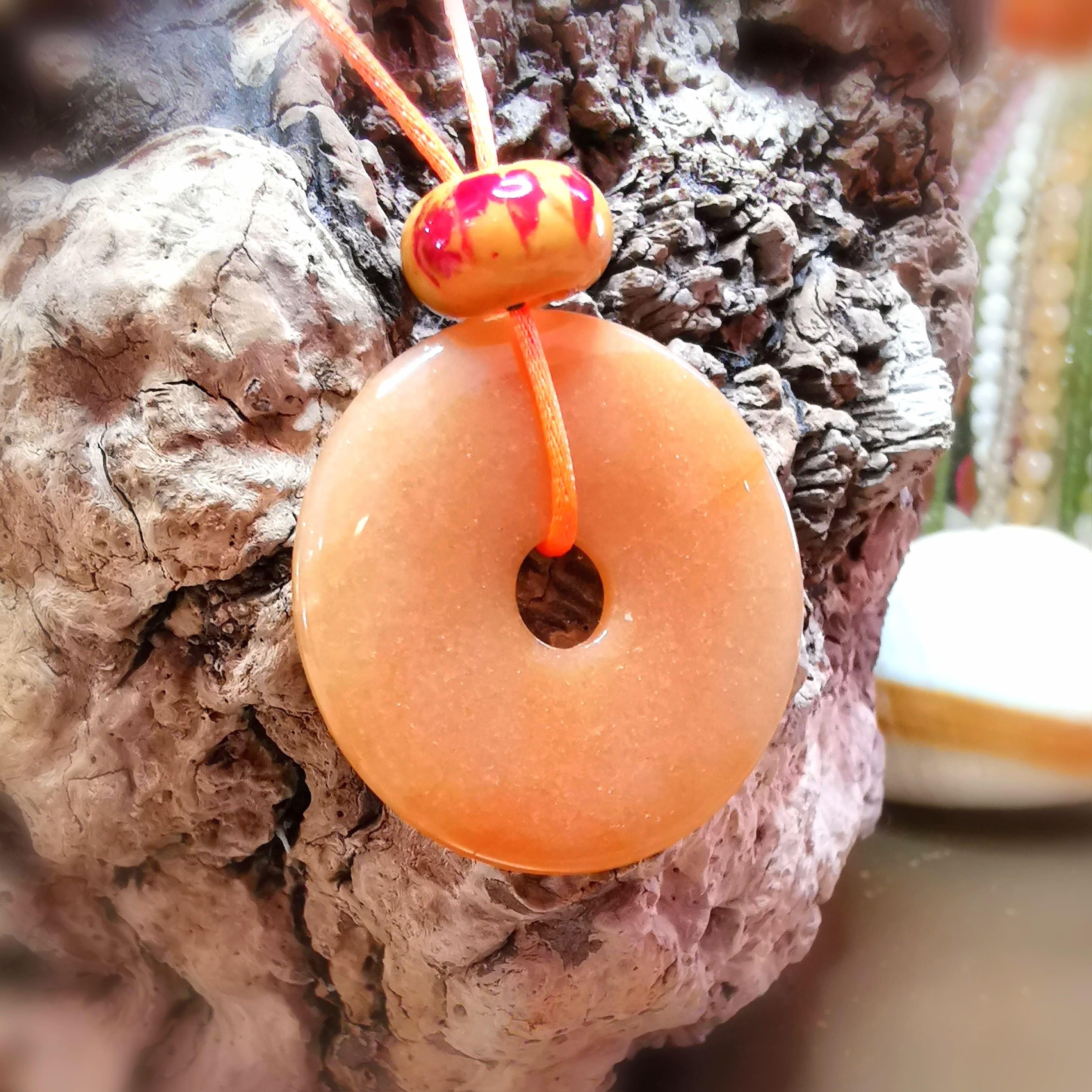 🧡 Glücksachat Orangencalcit Donut Karma Kette, Lebensfreude Edelstein geweiht #Lebenskreis