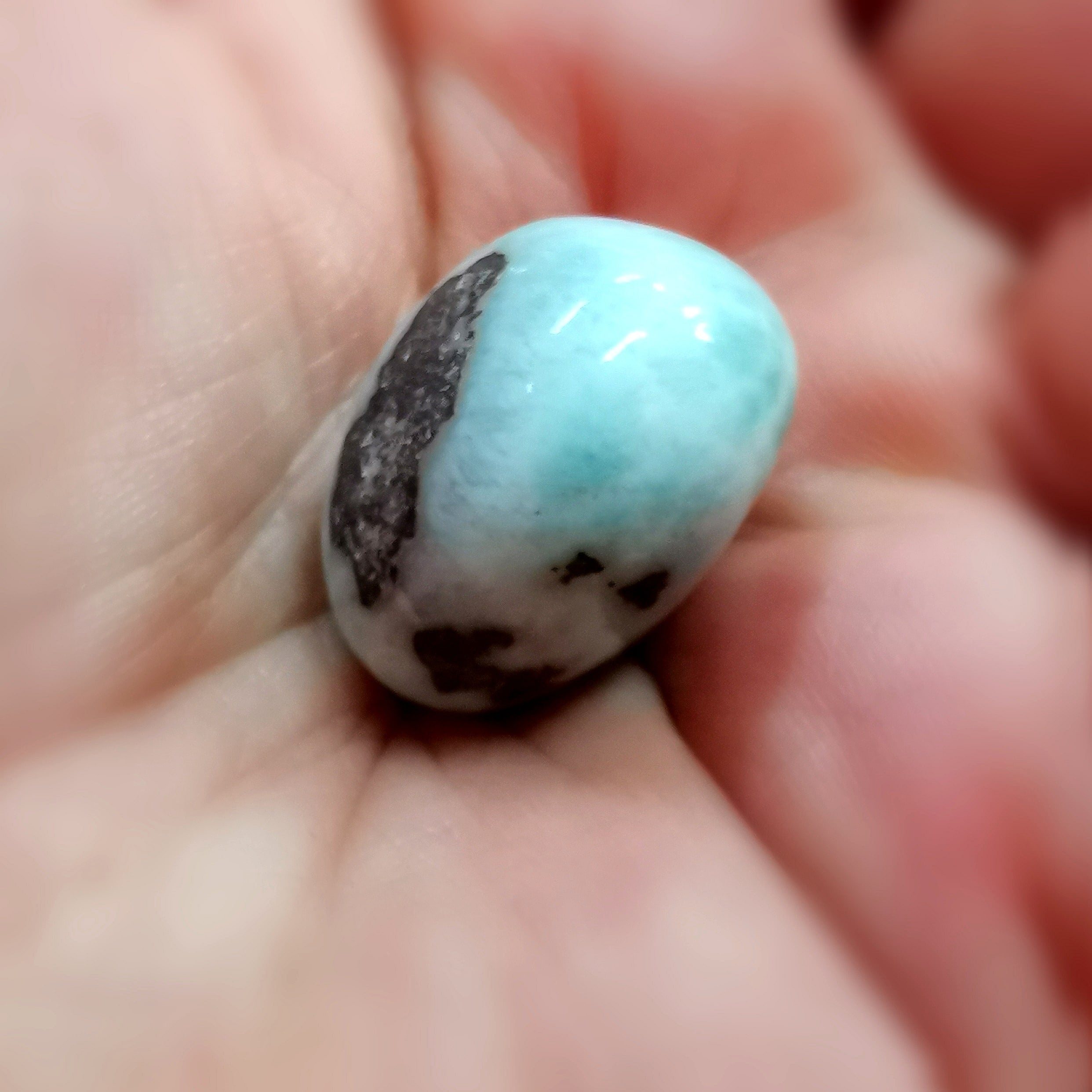 🌊 Larimar Edelstein Handschmeichler – Taschenstein - Meditation für Klarheit & innerer Ruhe