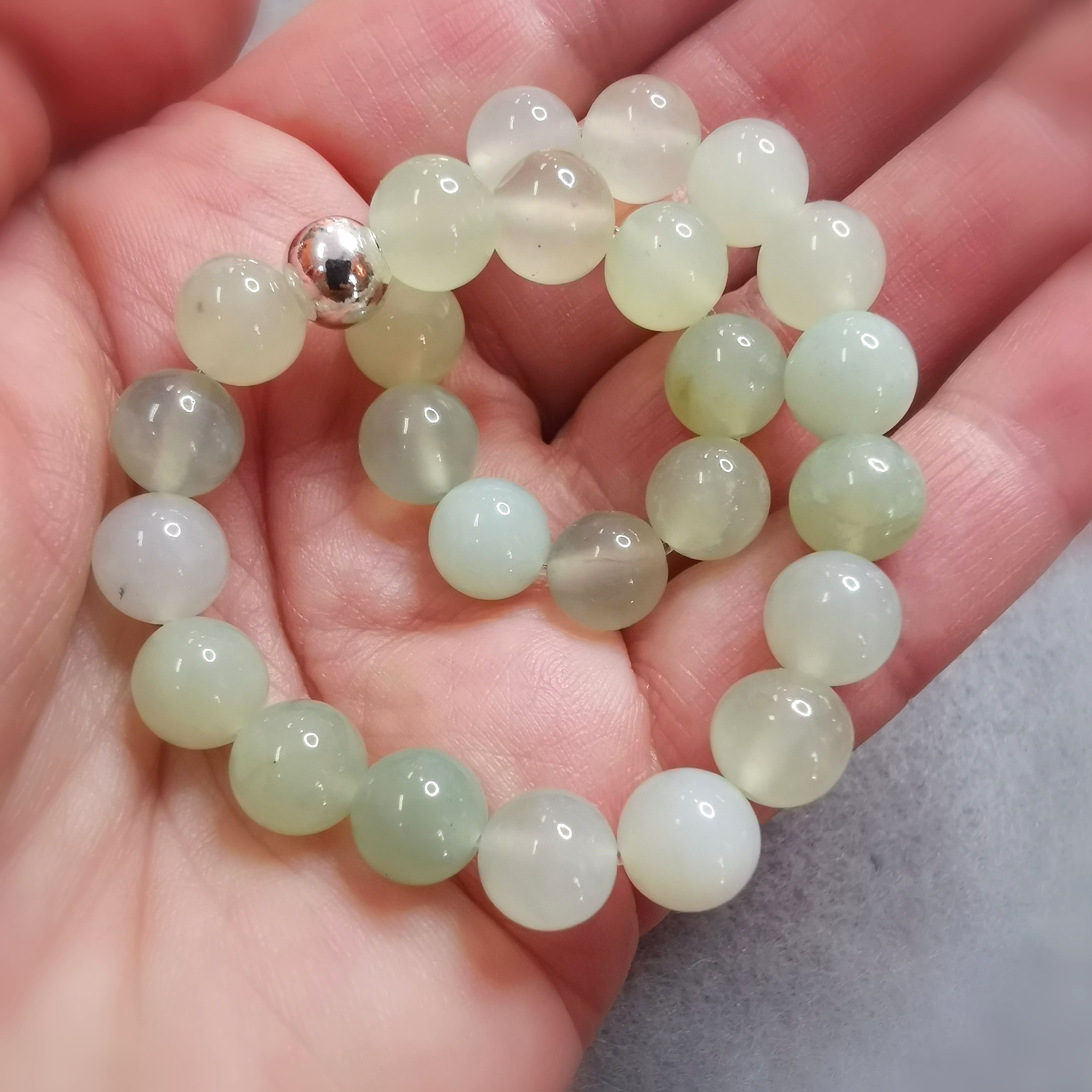 Jade Serpentin Karma Herz Chakra Edelstein Armband XL - geweiht für Gesundheit
