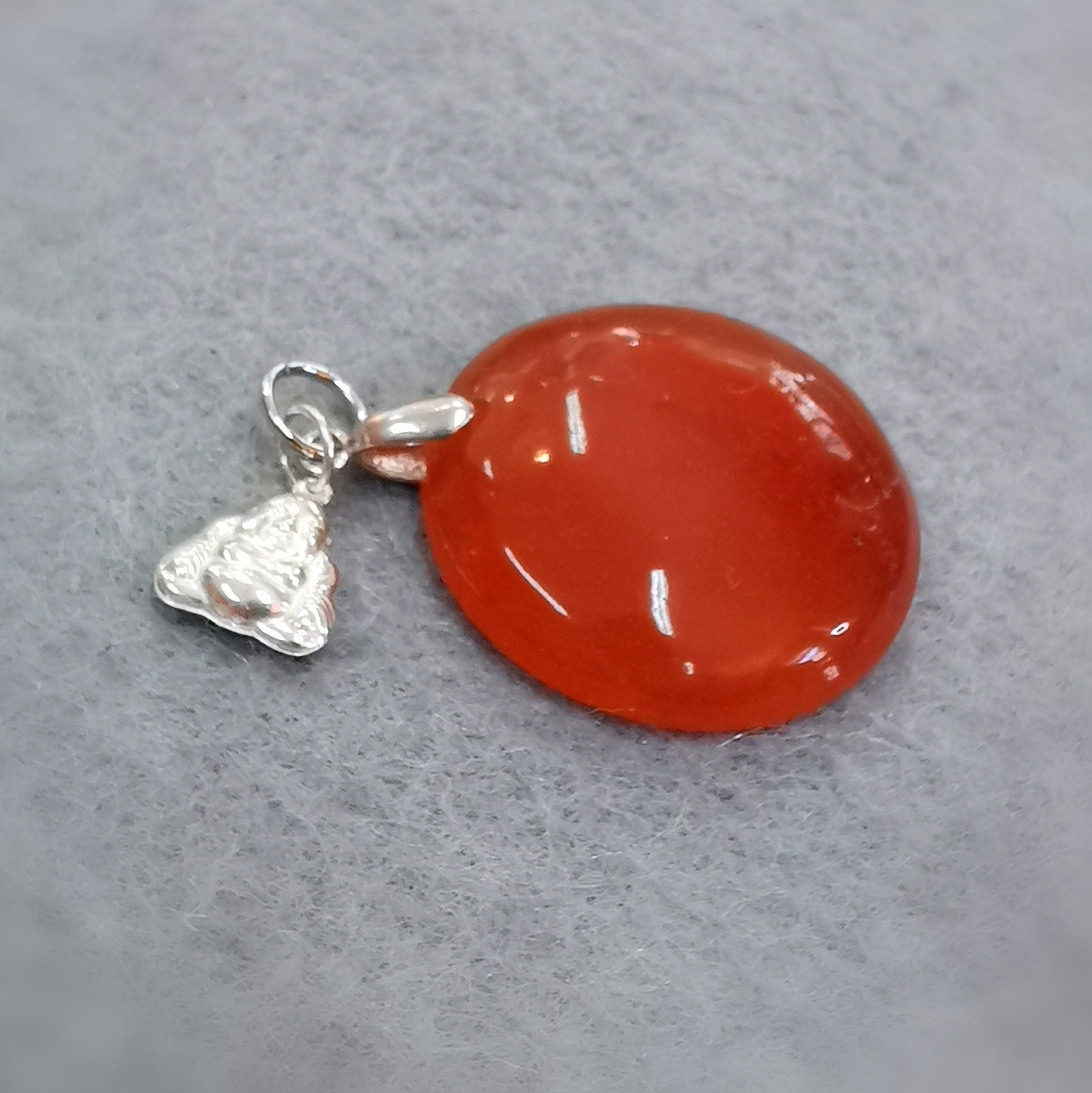 🧡 Carneol Amulett Edelstein Sterlingsilber Anhänger, Bu Dai Glücksbuddha – Lebensfreude, Mut & spirituelle Kraft
