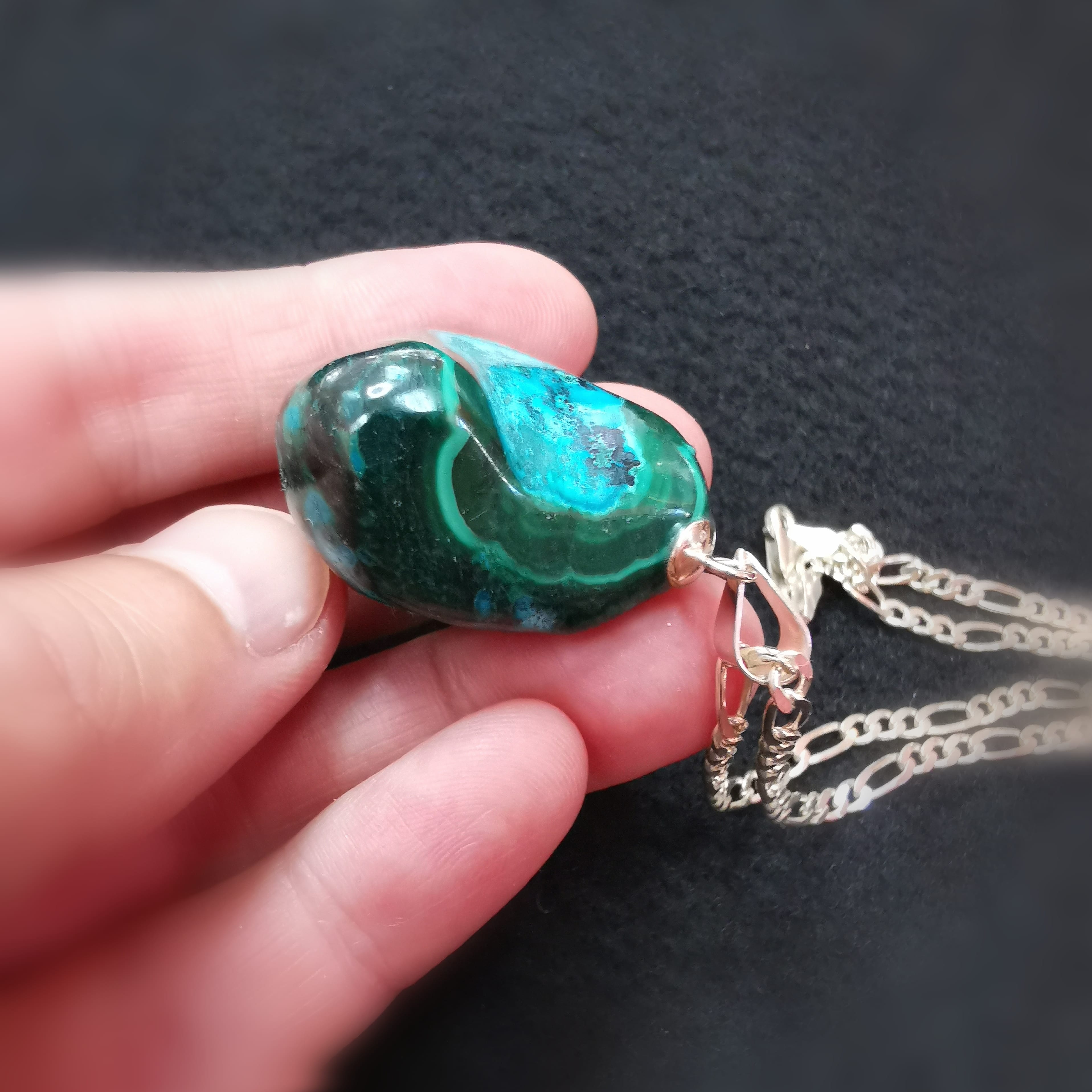 💫 Malachit Chrysokoll Heilstein Kette – geweiht für Transformation & emotionale Balance