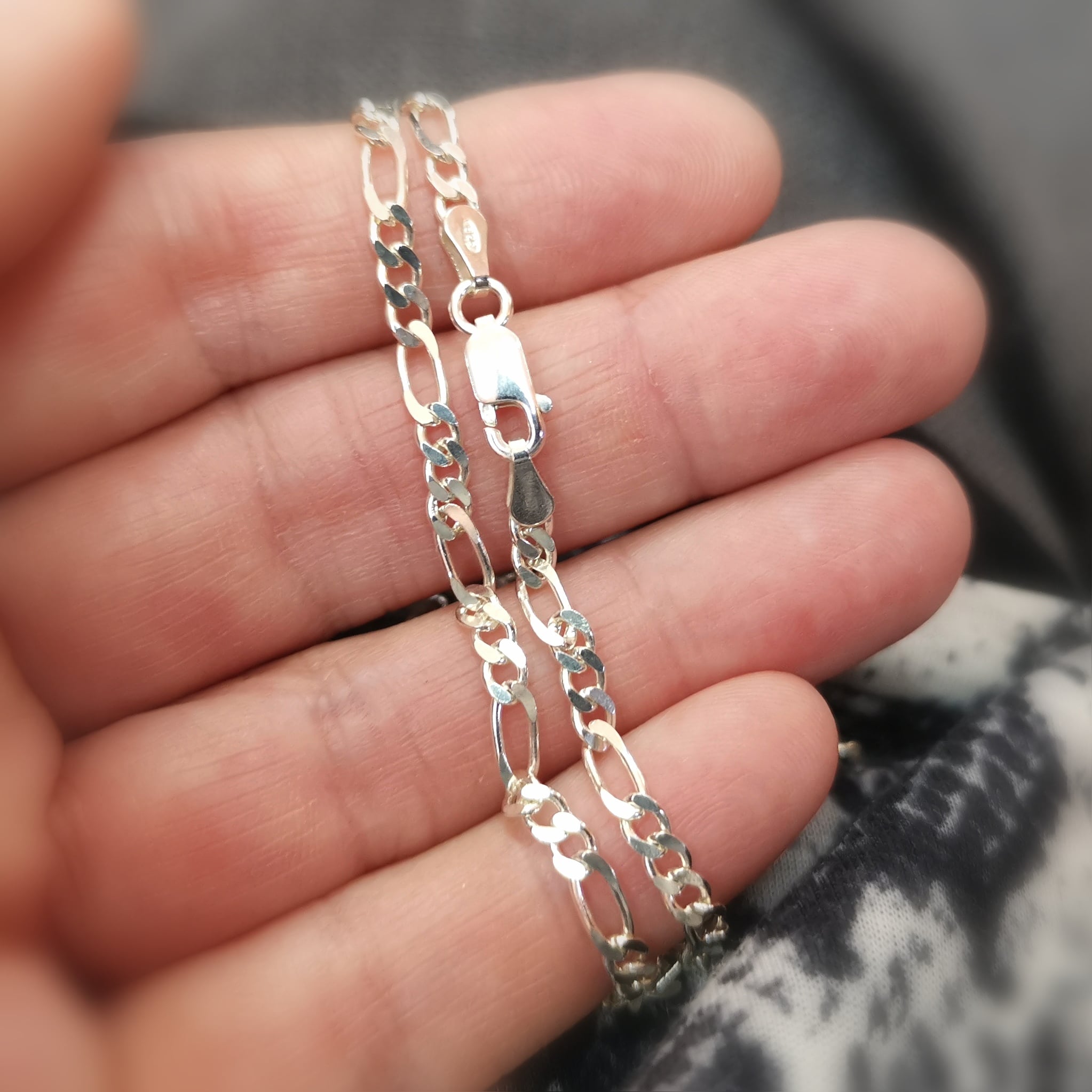 Cadena de plata de ley 60 cm plana 3 mm – potente