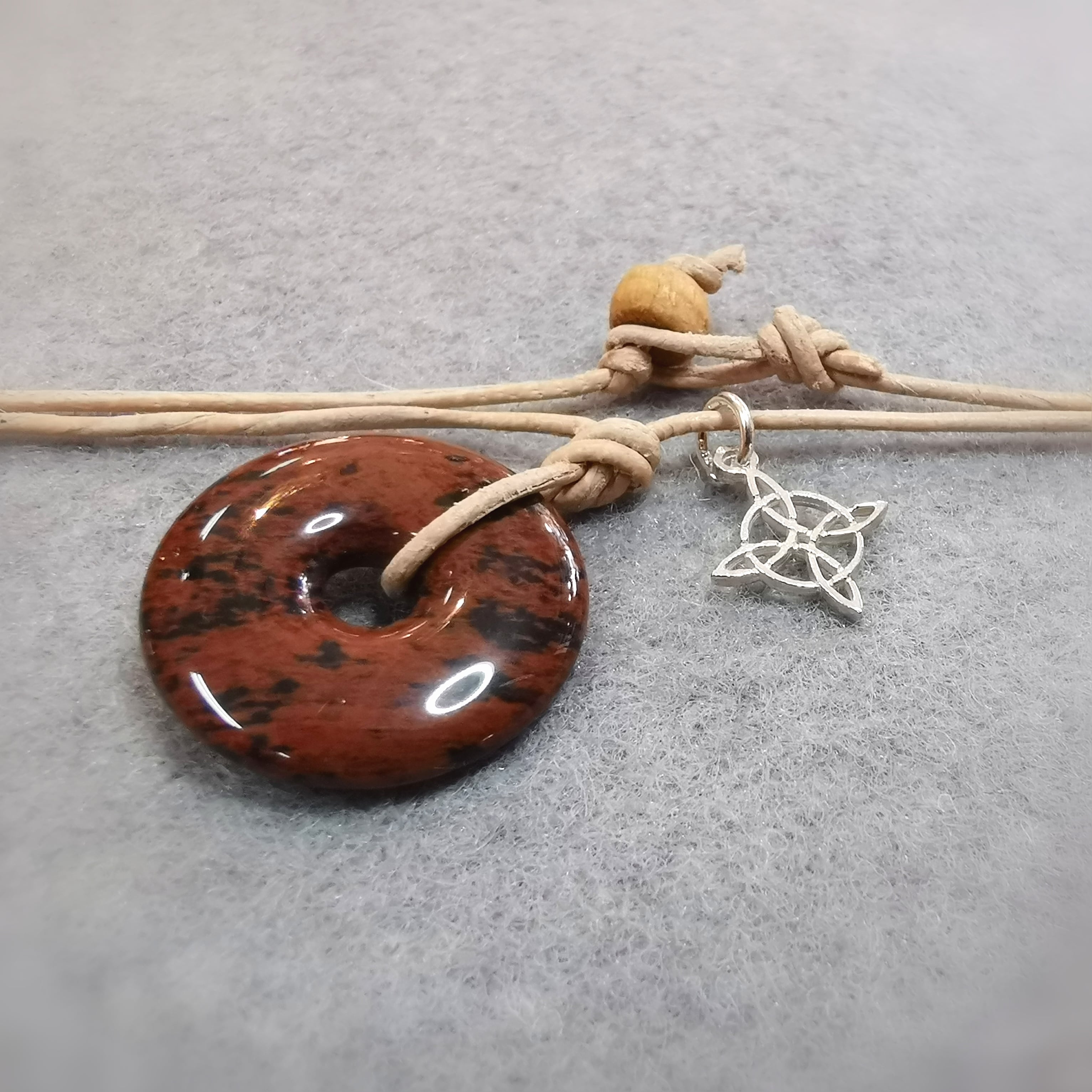 Obsidiana caoba y nudo de bruja: collar de karma de cuero consagrado para protección, autoexpresión y #libertad