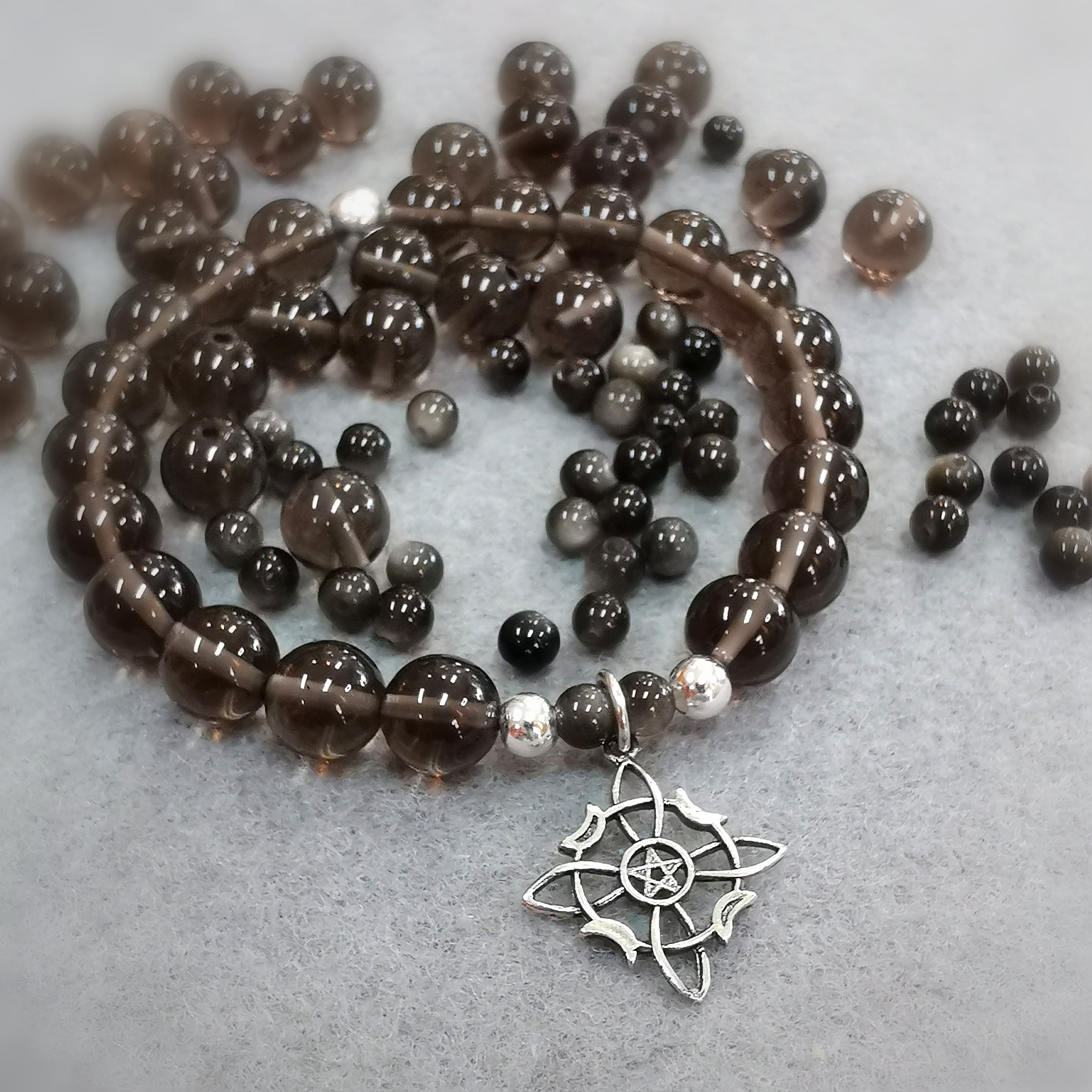 Ice Obsidian Witch's Knot Karma Gemstone Bracelet – Awareness, Protection & Inner Strength