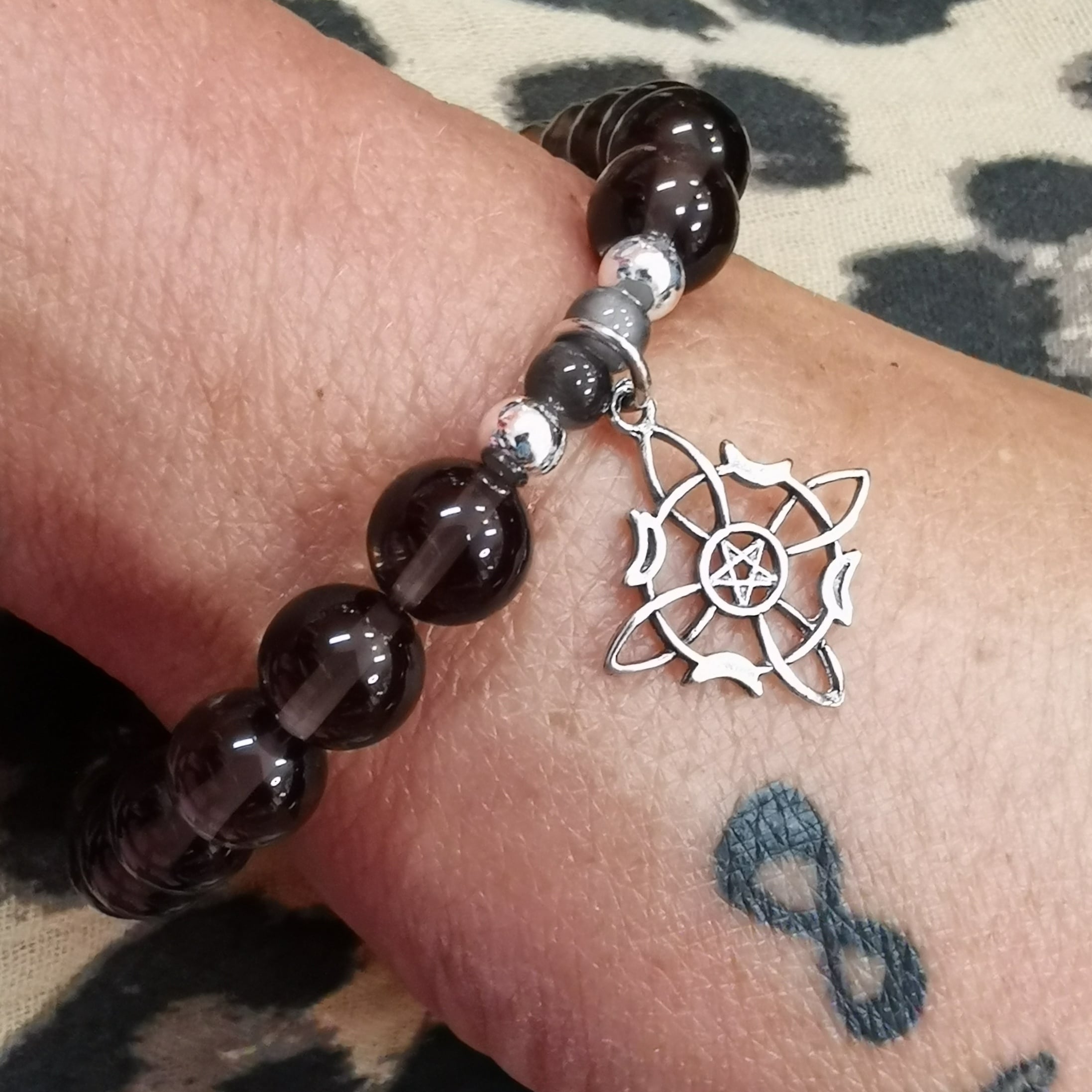 Ice Obsidian Witch's Knot Karma Gemstone Bracelet – Awareness, Protection & Inner Strength