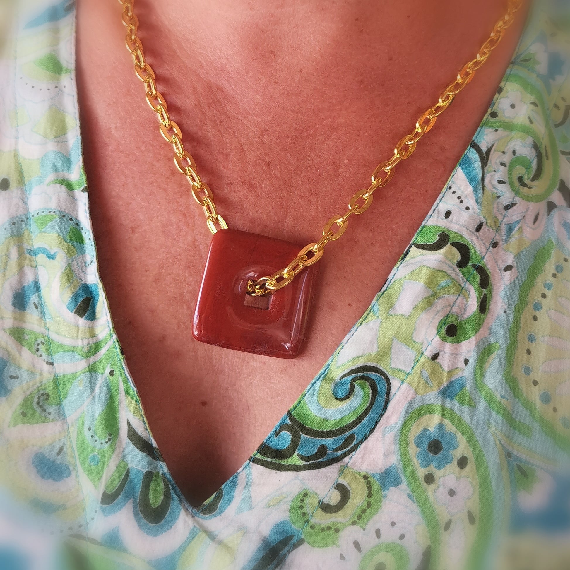 Collar bohemio Karma con piedras preciosas de jaspe: consagrado para la fuerza vital, la conexión a tierra y la claridad