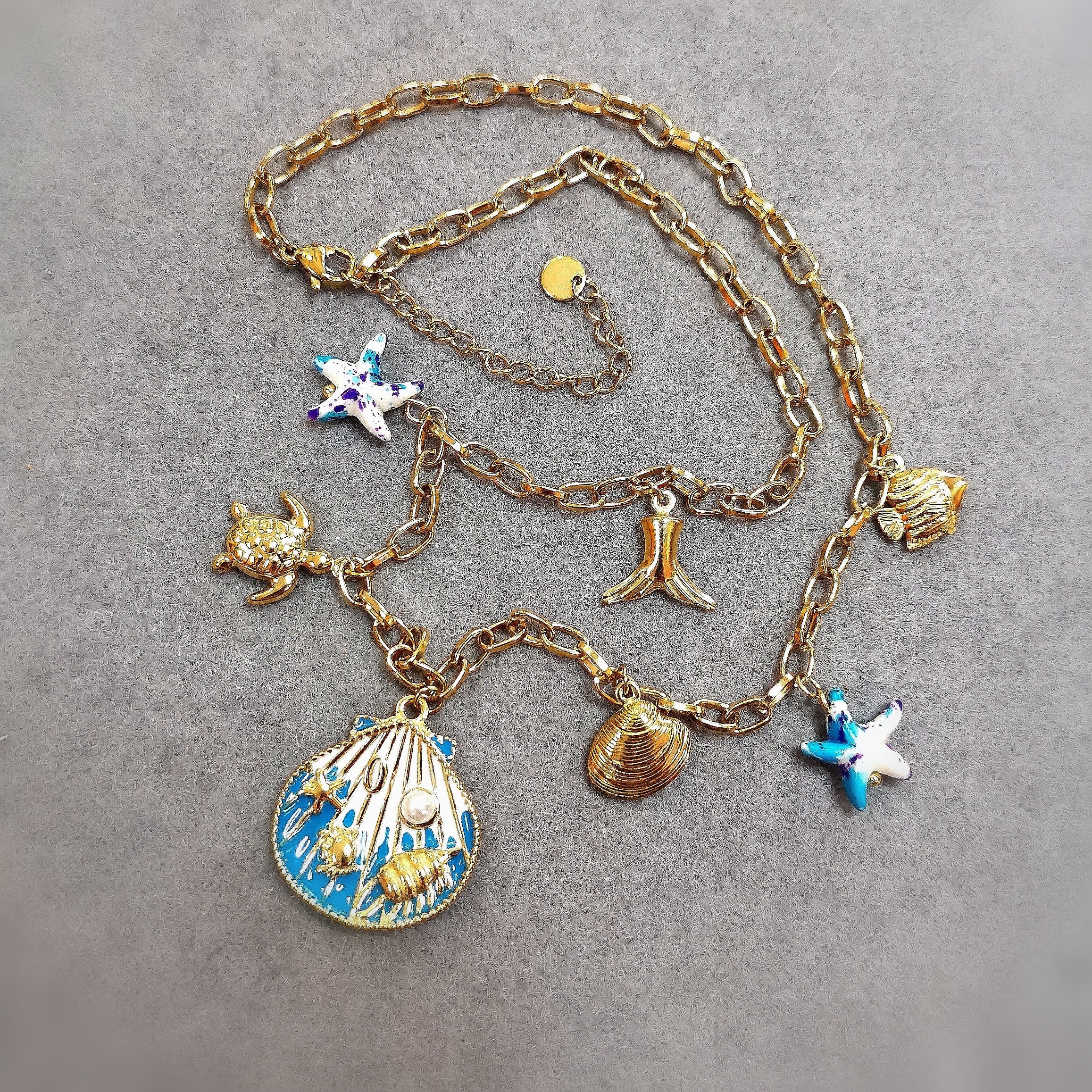 Meer & Strandgefühl Kette Gold Blau Boho Kette – geweiht für Leichtigkeit & Lebensfreude
