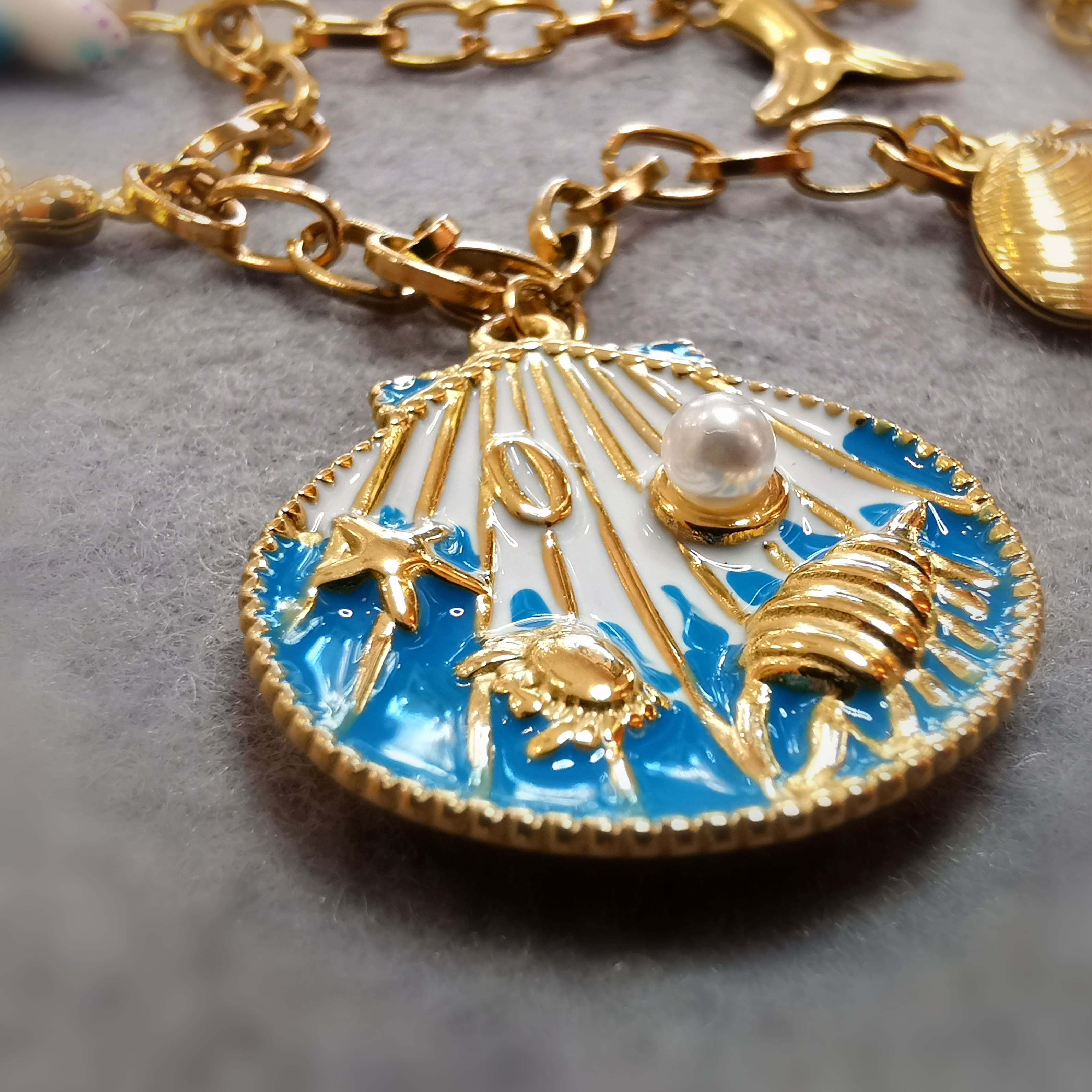 Meer & Strandgefühl Kette Gold Blau Boho Kette – geweiht für Leichtigkeit & Lebensfreude