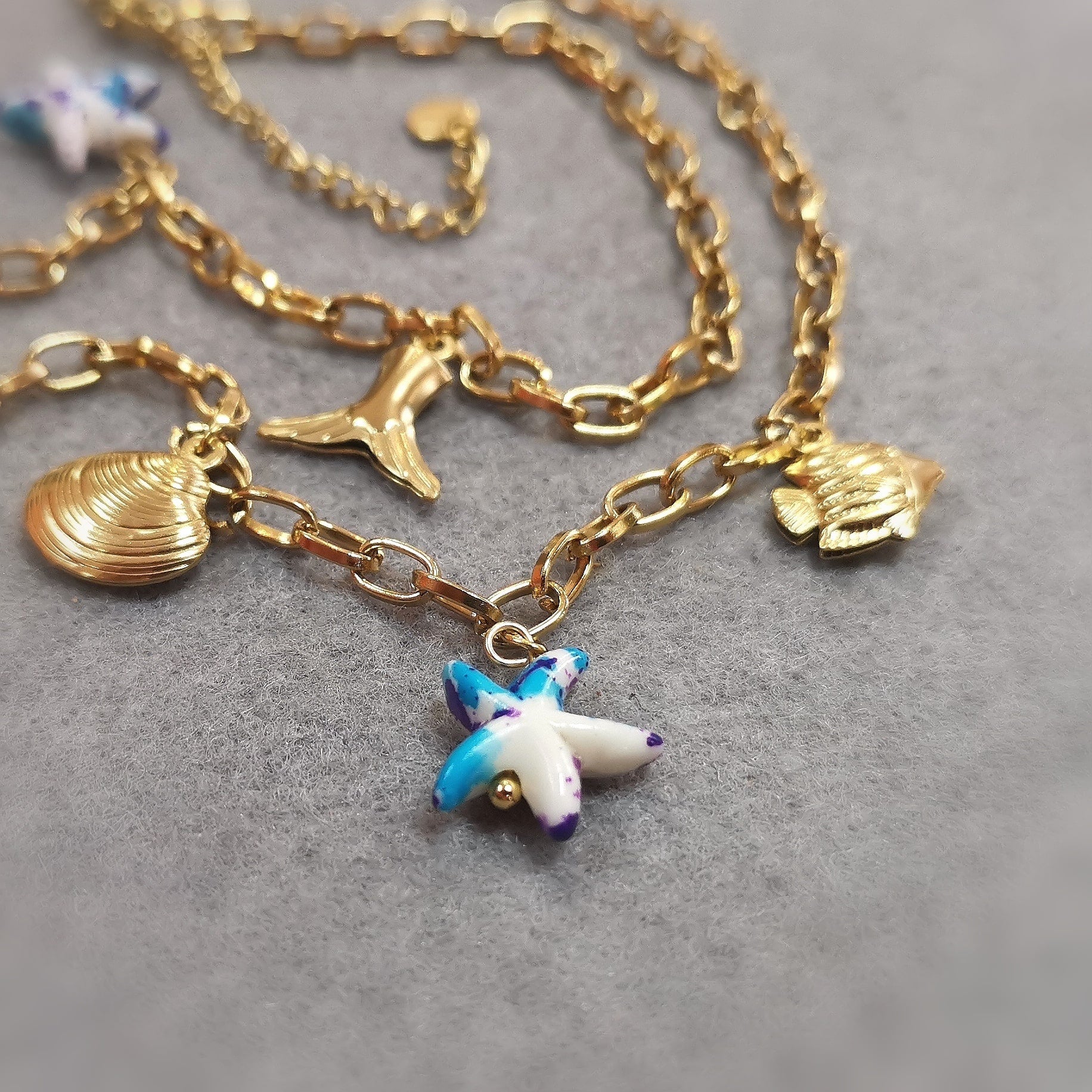 Meer & Strandgefühl Kette Gold Blau Boho Kette – geweiht für Leichtigkeit & Lebensfreude