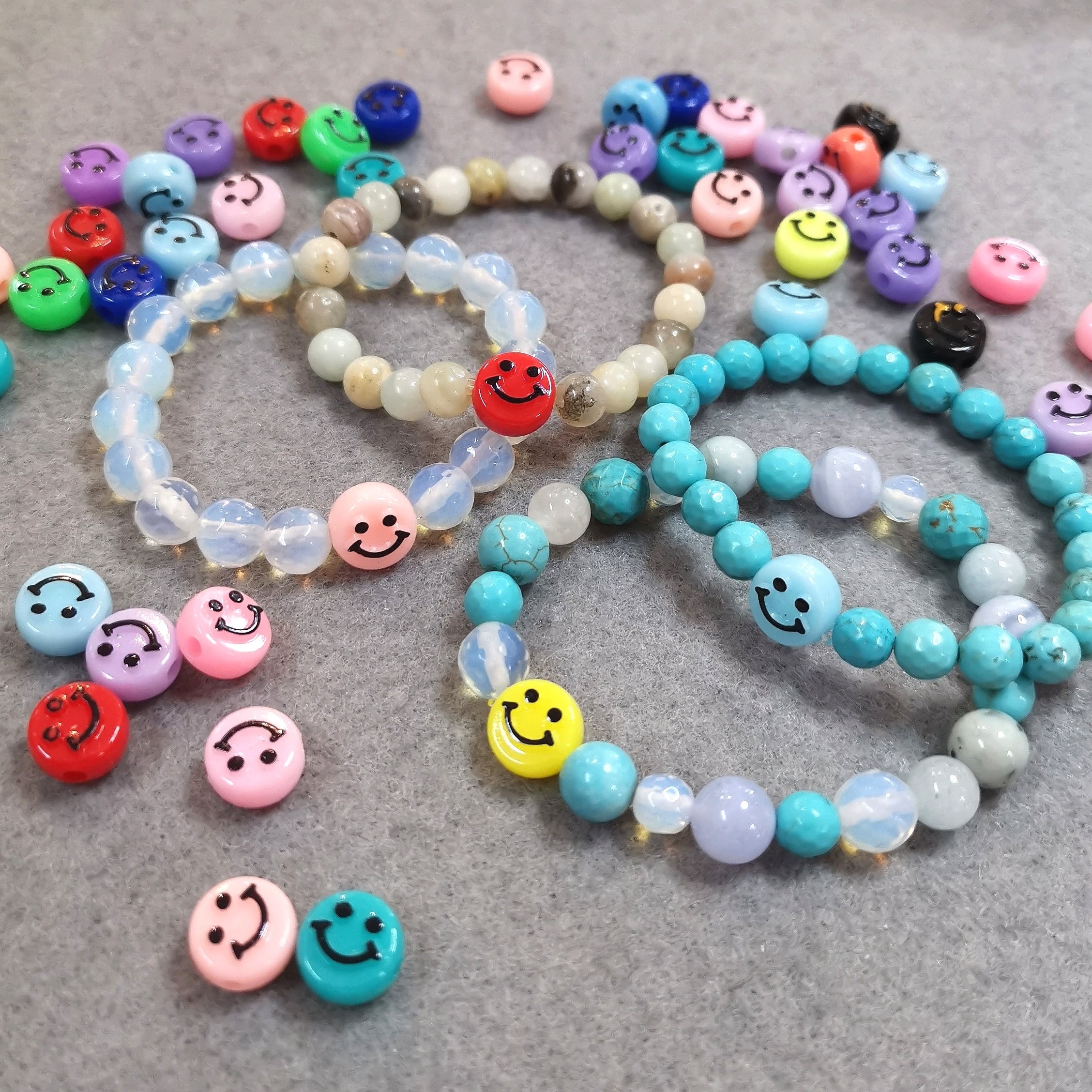 🌞 Kinder Edelstein Armband Smiley – Freude, Leichtigkeit