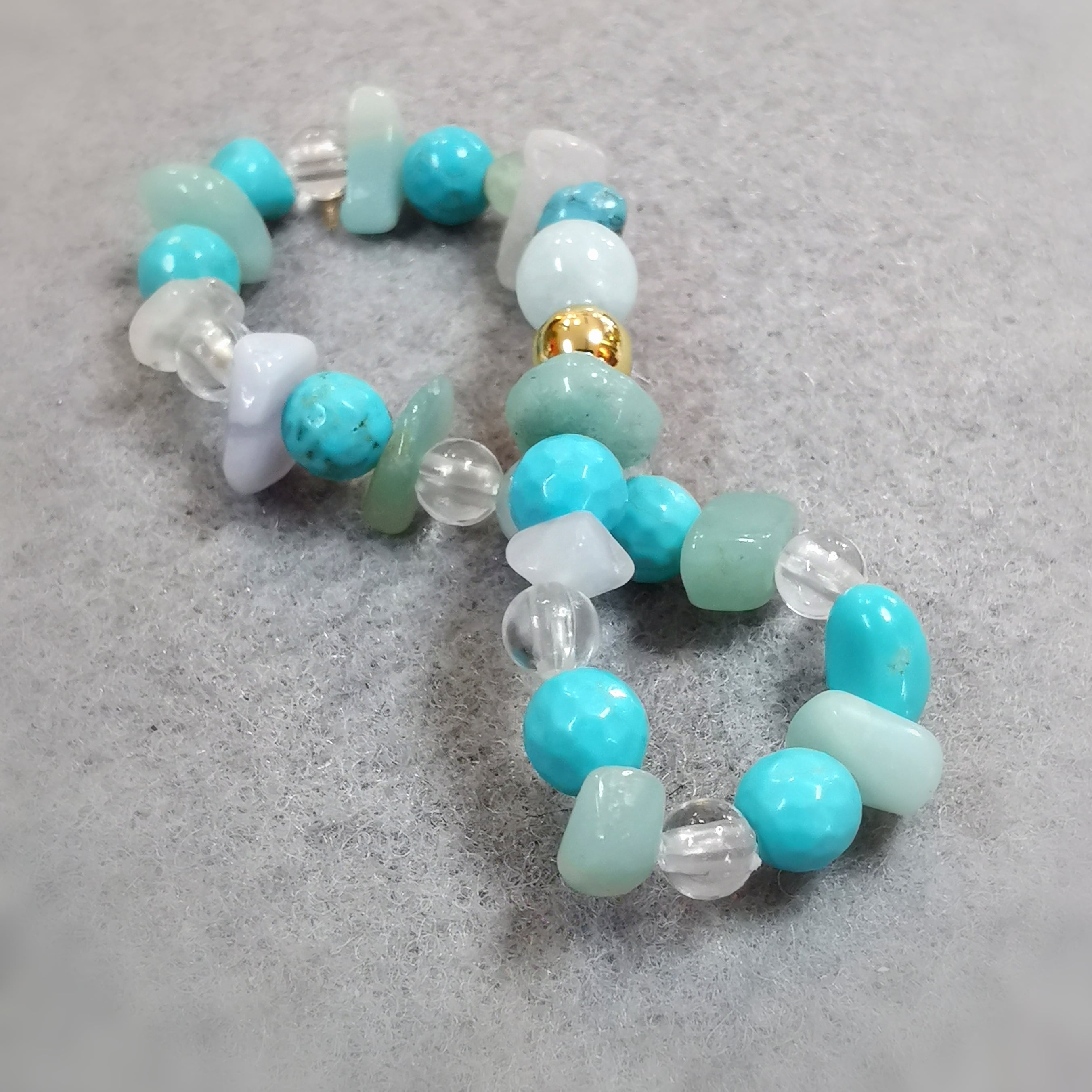 💙 Kinder Edelstein Armband Türkiser Magnesit & Bergkristall – Schutz, Klarheit & innere Ruhe