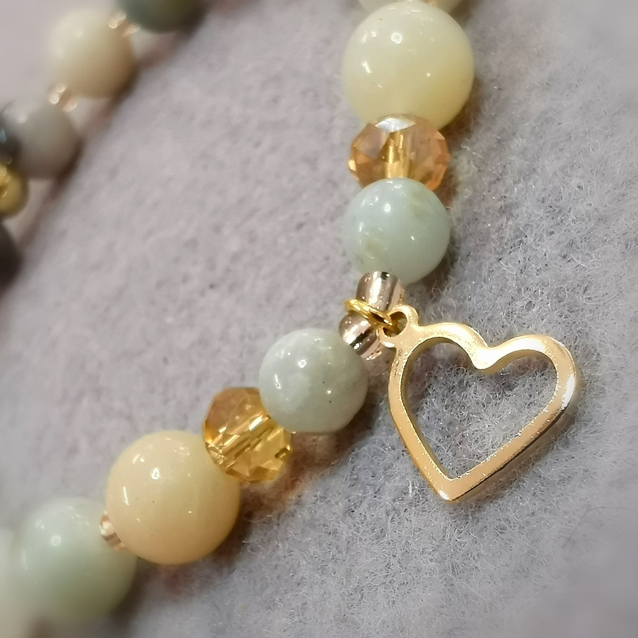 Amazonit Herz Edelstein Karma Armband geweiht – Liebe, Ausdruck & innere Ruhe