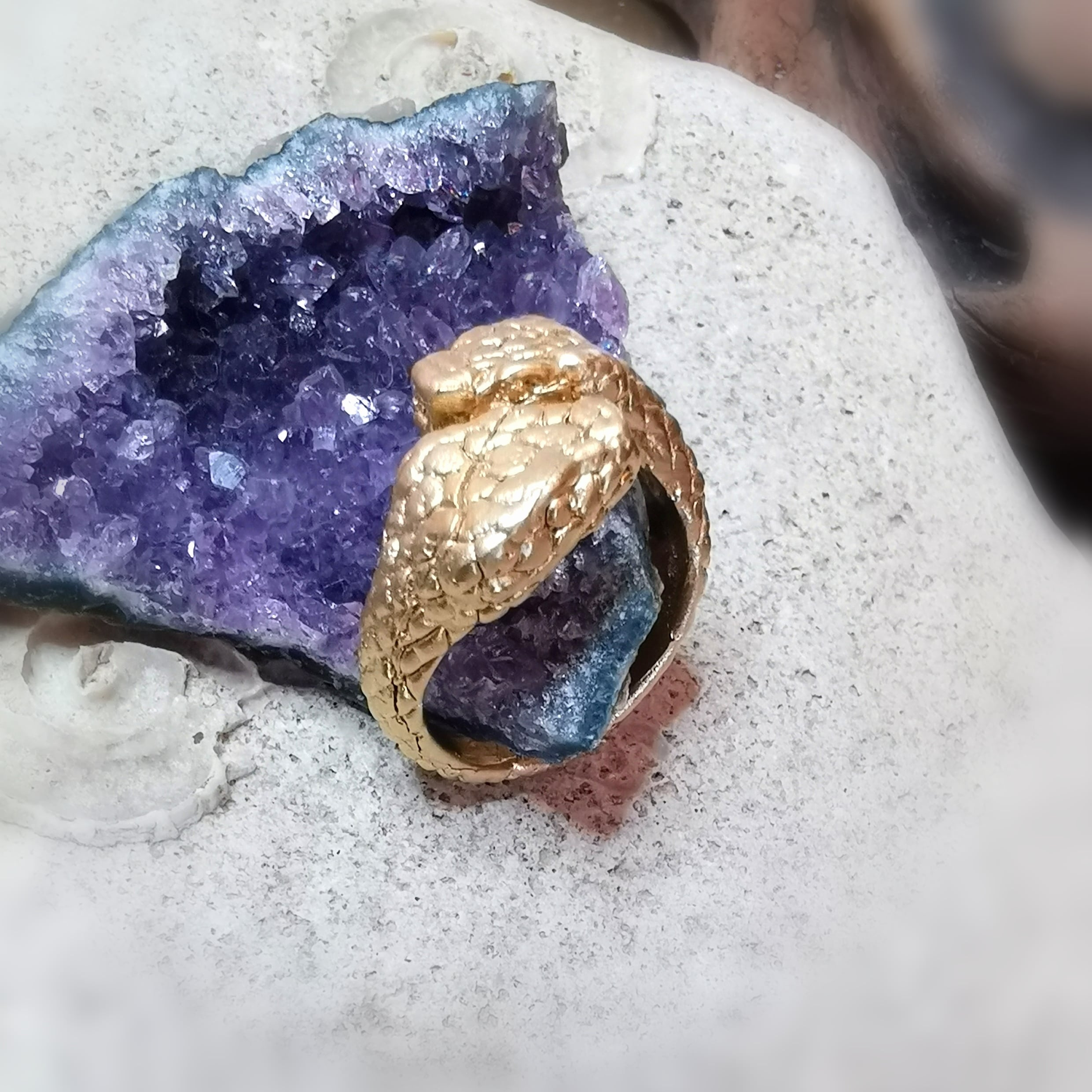 Kobra Schlangen Ring Boho Fingerring Messing gold, Größe 58, Stärke und Wandel