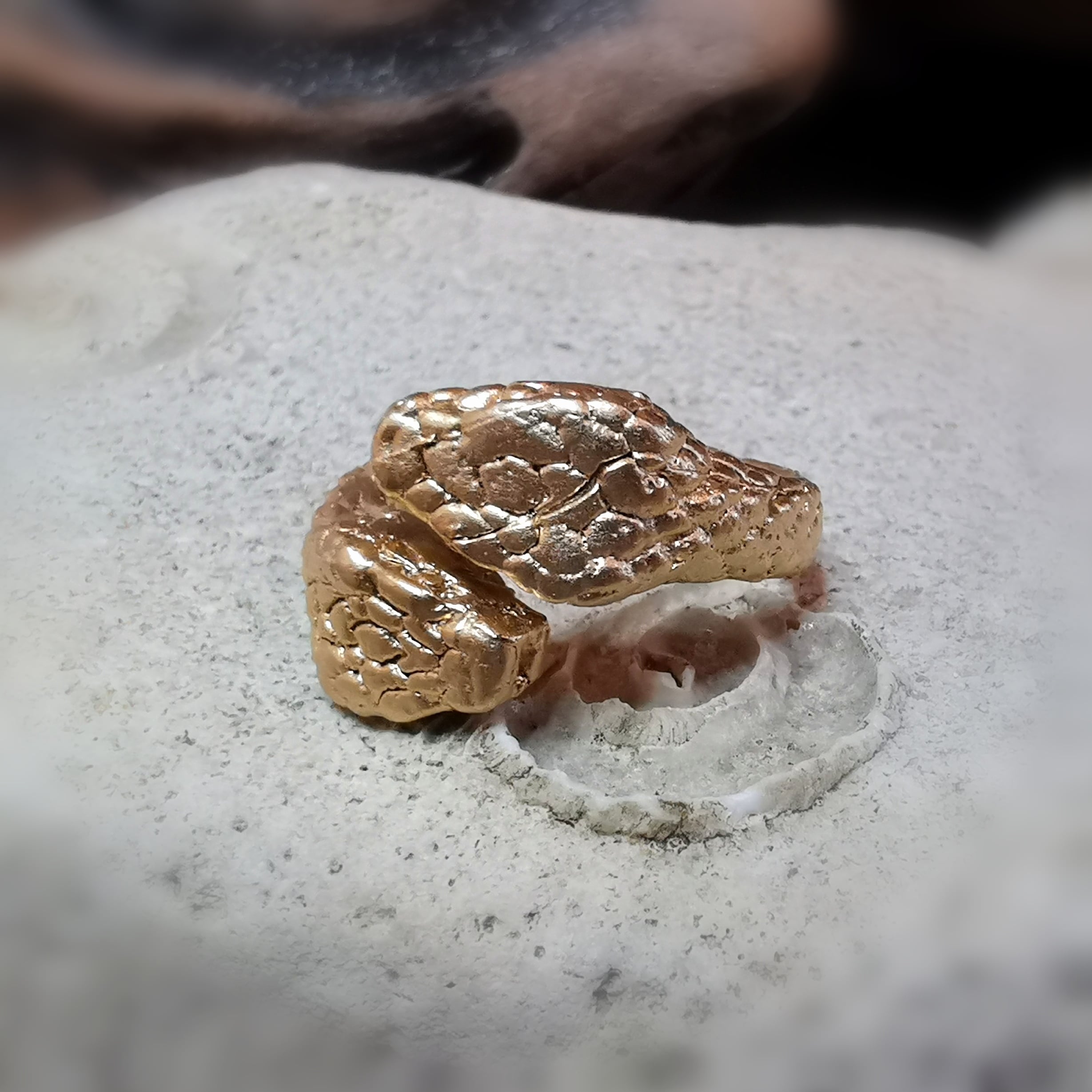 Kobra Schlangen Ring Boho Fingerring Messing gold, Größe 58, Stärke und Wandel