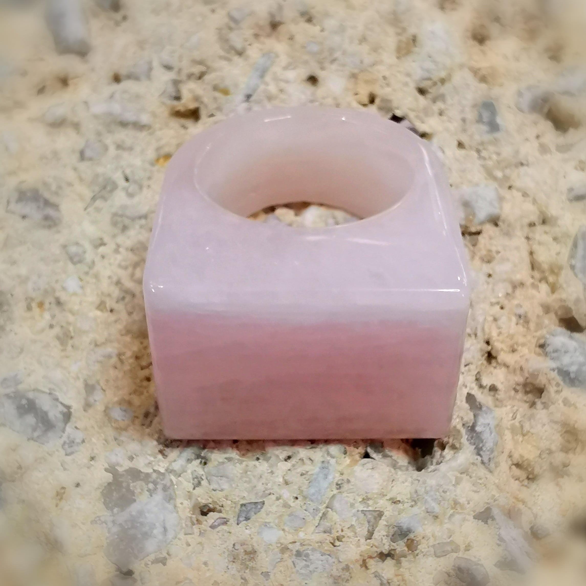 💖 Rosenquarz Edelstein Ring XXL, Größe 65 – Liebe & Zufriedenheit