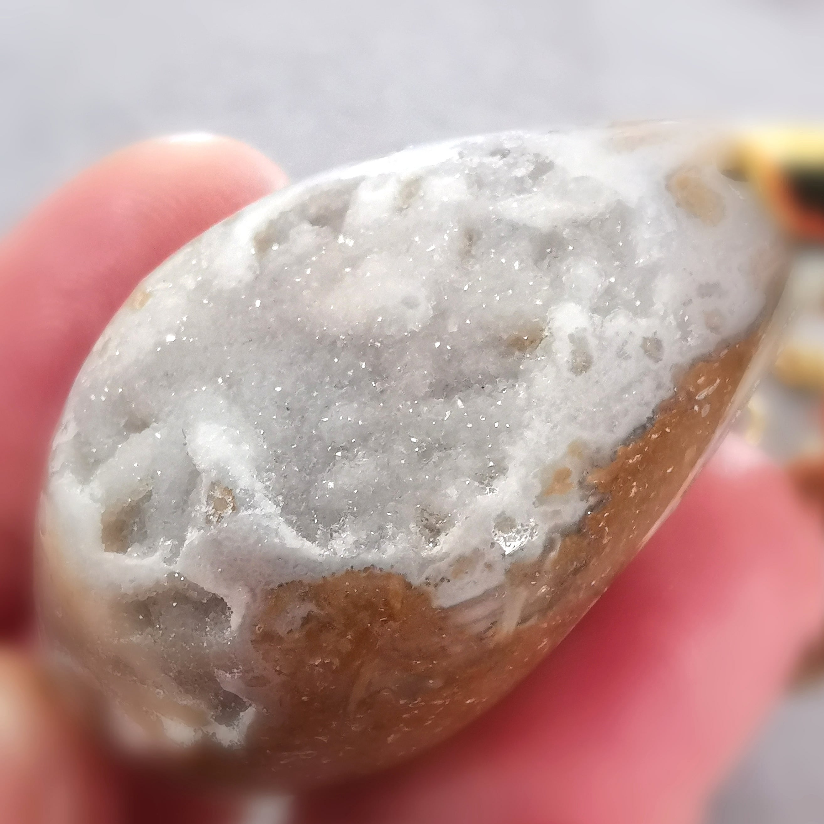 Achat Glücksgeode Druse Edelstein Edelstahl Karma Kette – geweiht für Klarheit & Wunder