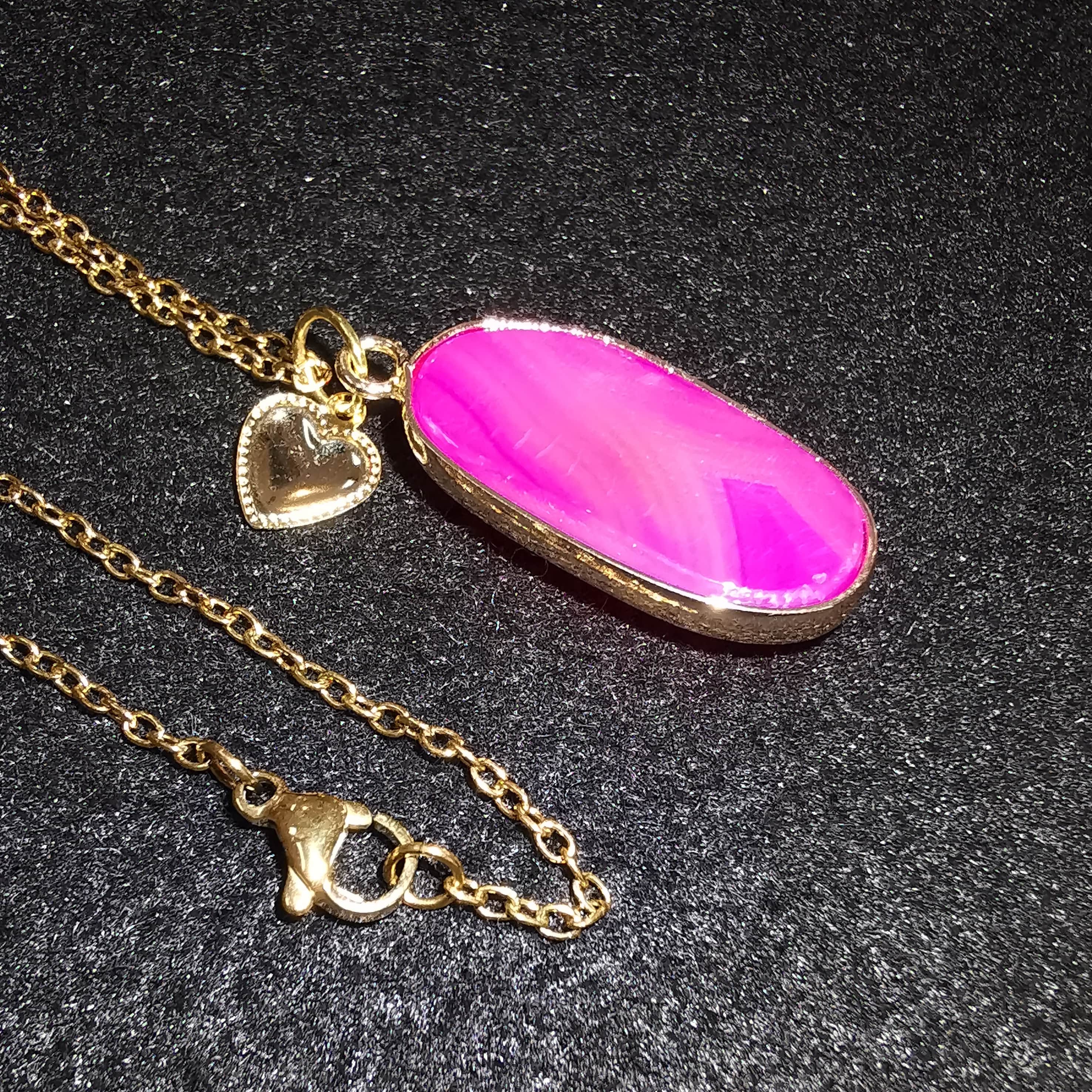 💖 Pink Achat Herz Karma Edelstein Kette – geweiht für Liebe & Lebensfreude