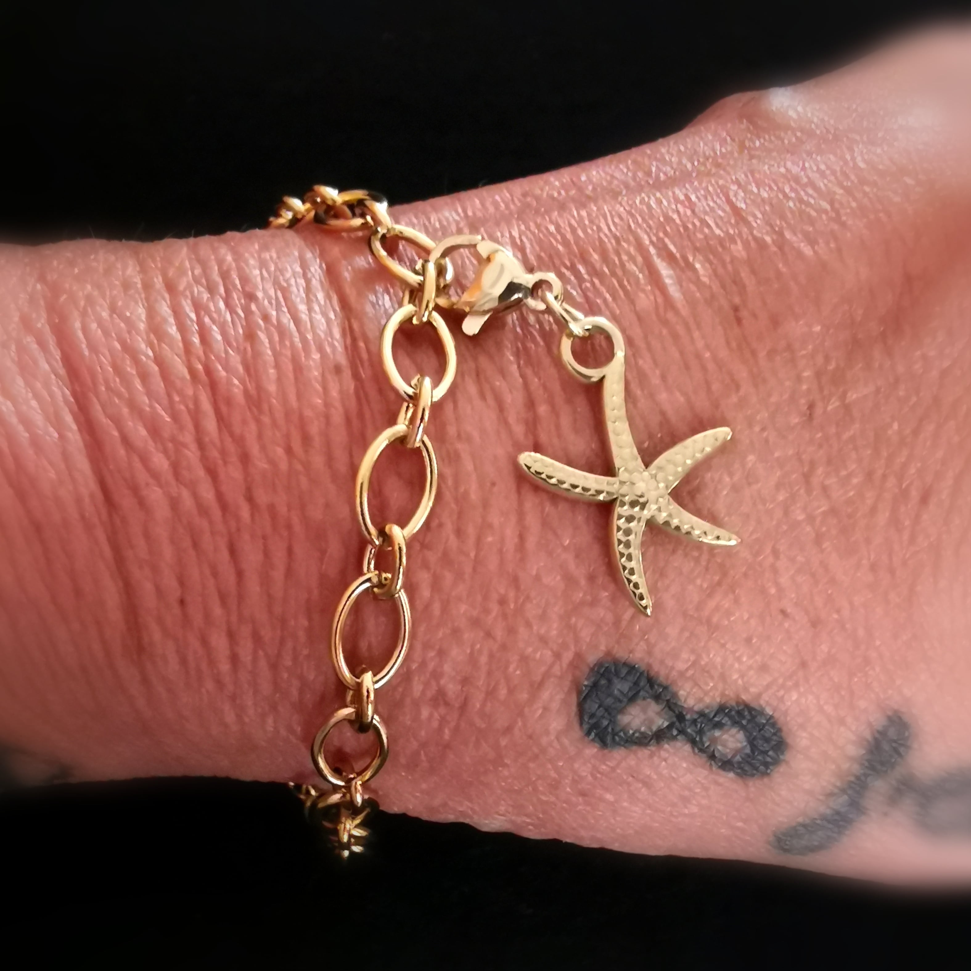 Edelstahl Krafttier Seestern Gold Armband – Hoffnung & Wunder