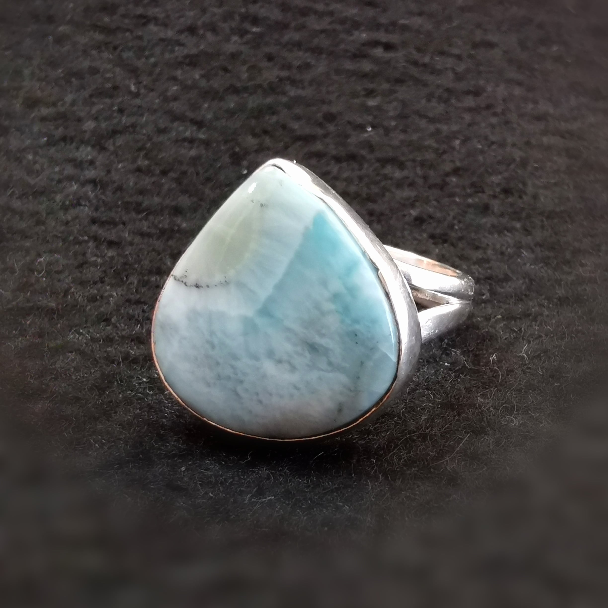 Larimar Edelstein Sterlingsilber Design Ring, geweiht für Vertrauen & Freiheit