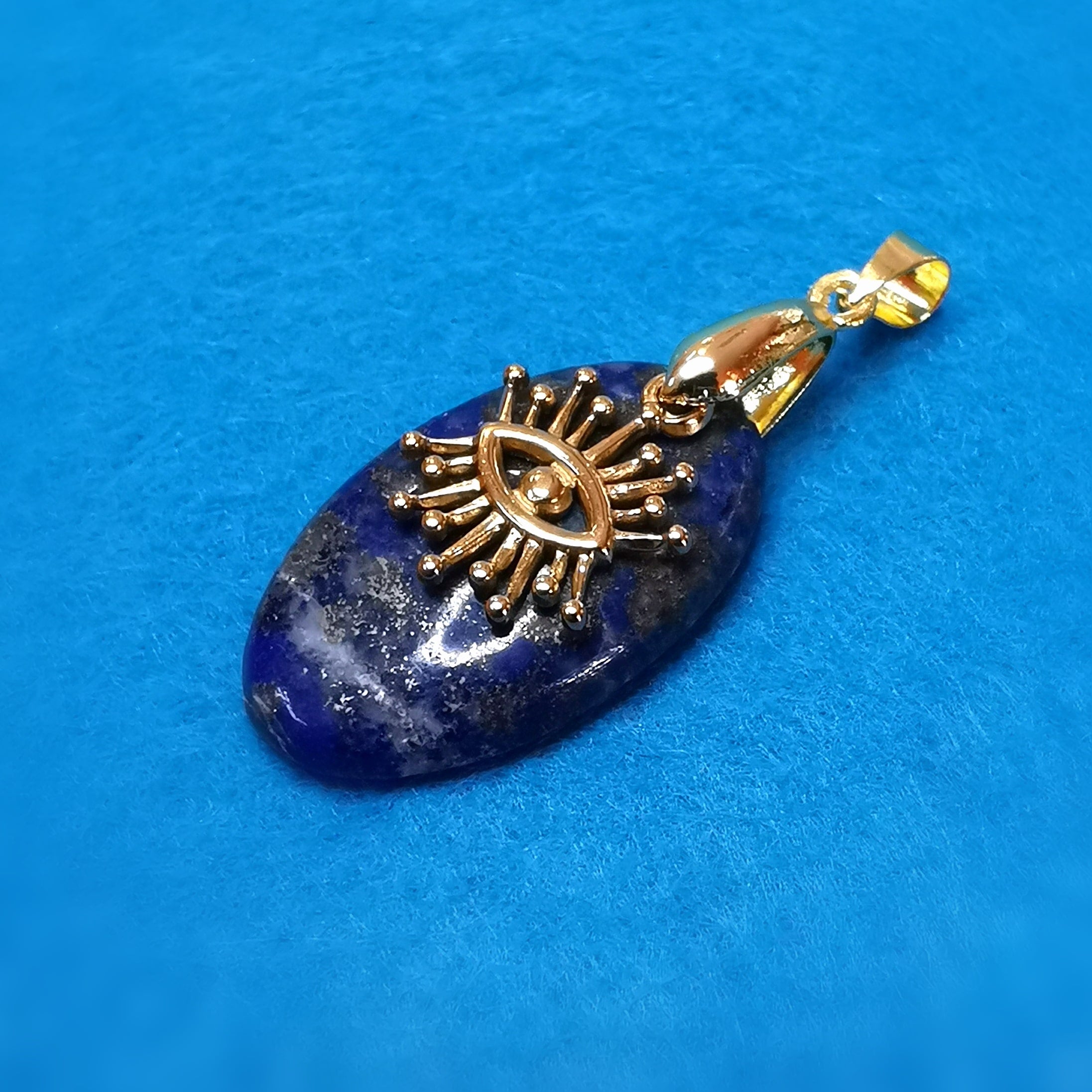 👁️🗨️ Lapislazuli Amulett mit göttlichem Auge – geweiht für Schutz, Klarheit & spirituelle Führung