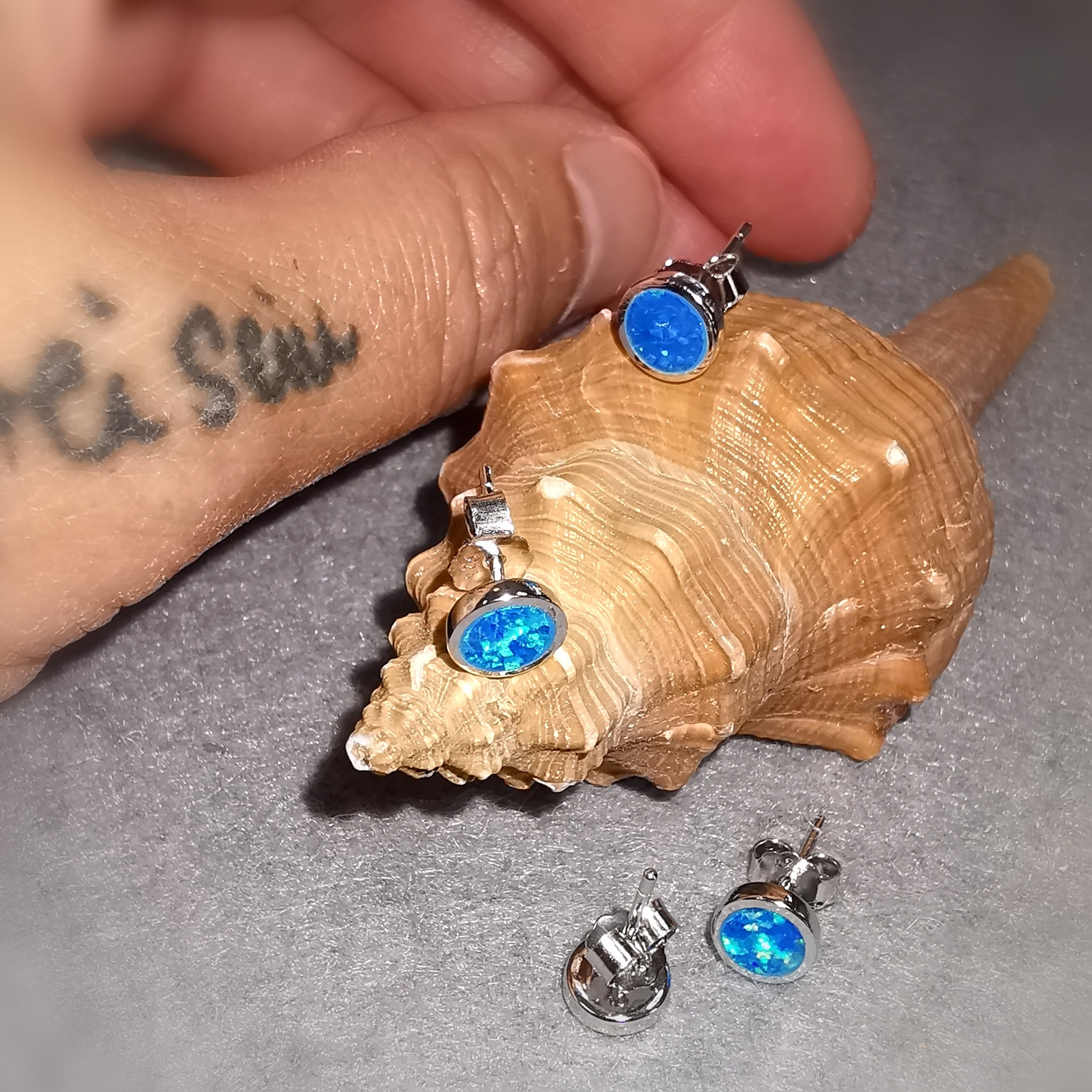 Blauer Opal Ohrringe – Edelstein & Sterlingsilber - Seelenlicht