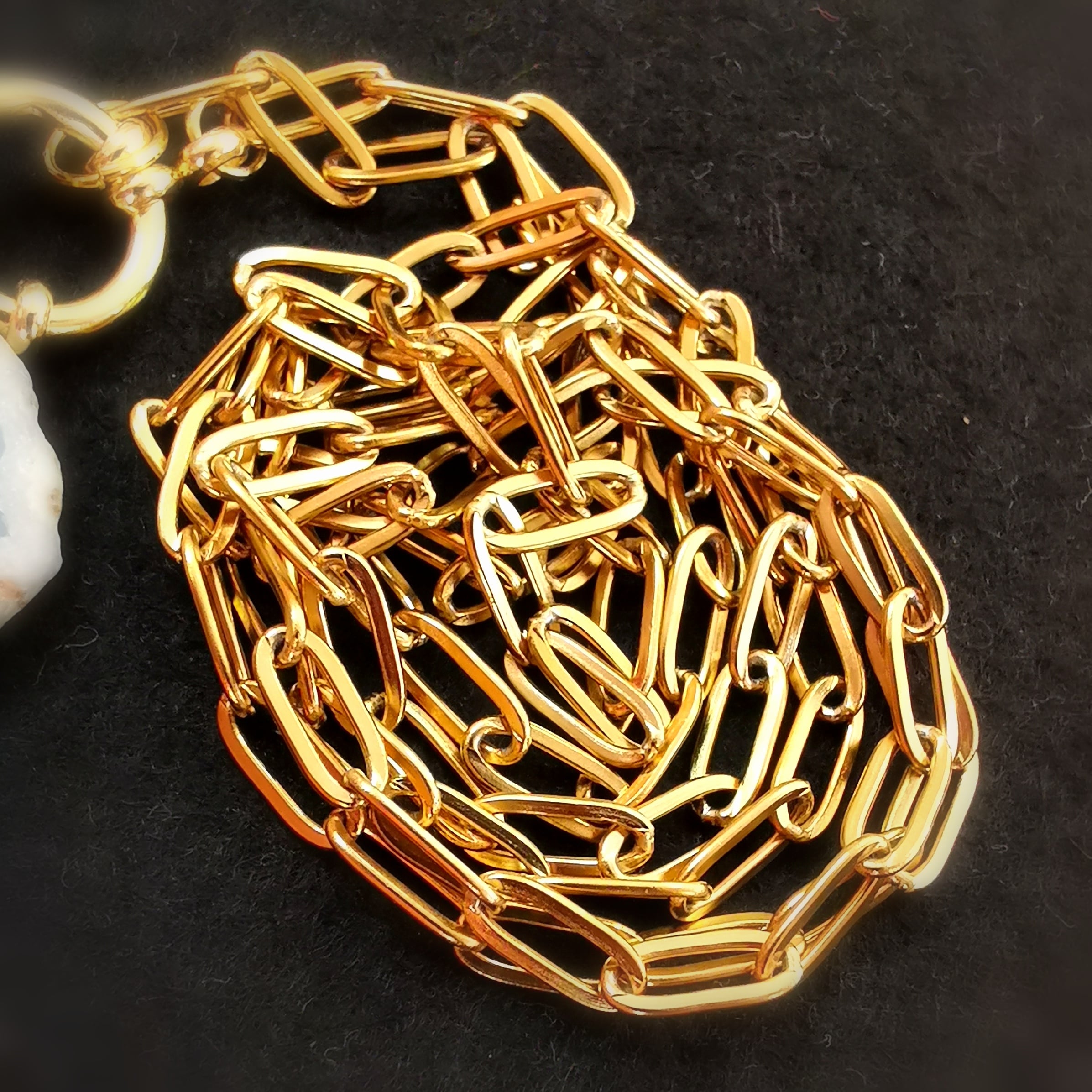 Angelit XL Edelstein Amulett – Seestern Karma Gold Kette geweiht - Vertrauen