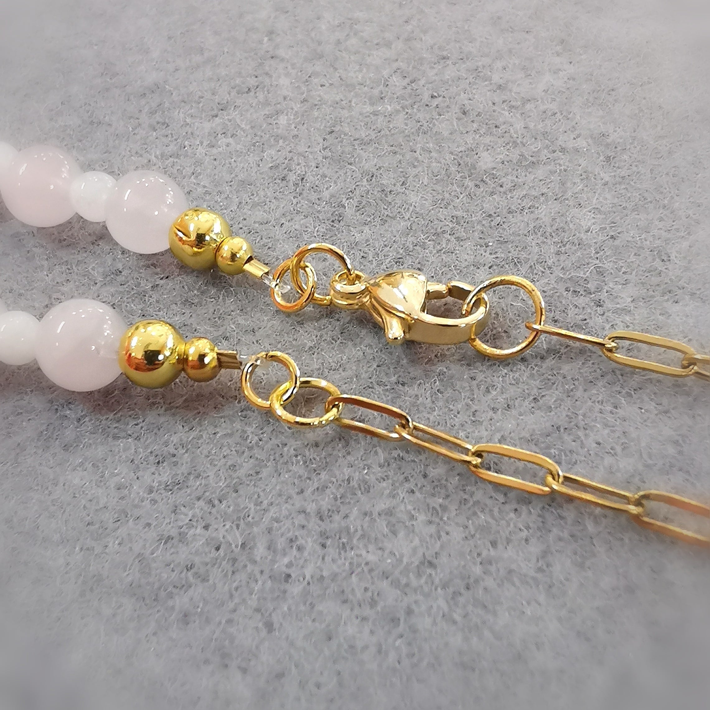 Mondstein & Rosenquarz Edelstein Kette Gold Edelstahl – für Liebe & heilende Kraft