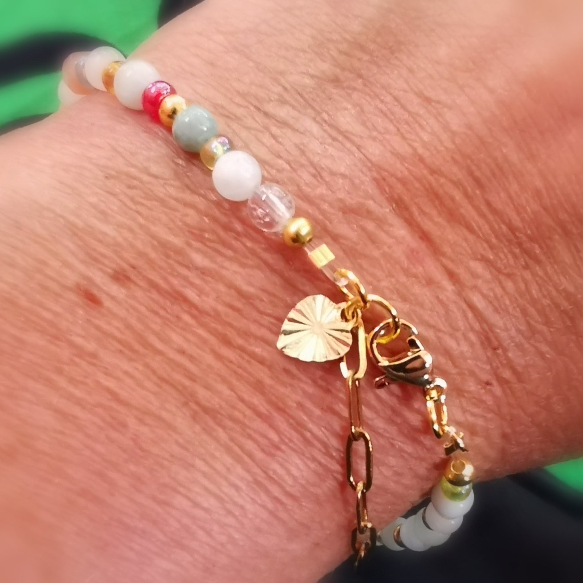 Edelstein-Mix Yoga Karma Armband mit Herz – geweiht für Liebe, Balance & Herzenergie