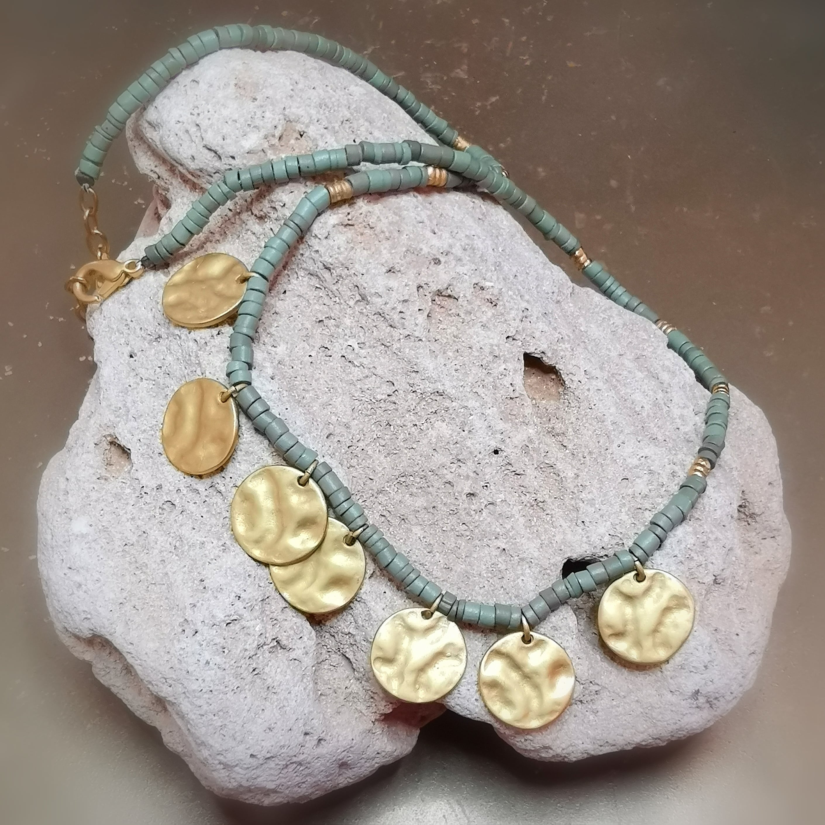 Inka Style Gold Grün Collier Kette – für Lebensfreude & Sonnenkraft