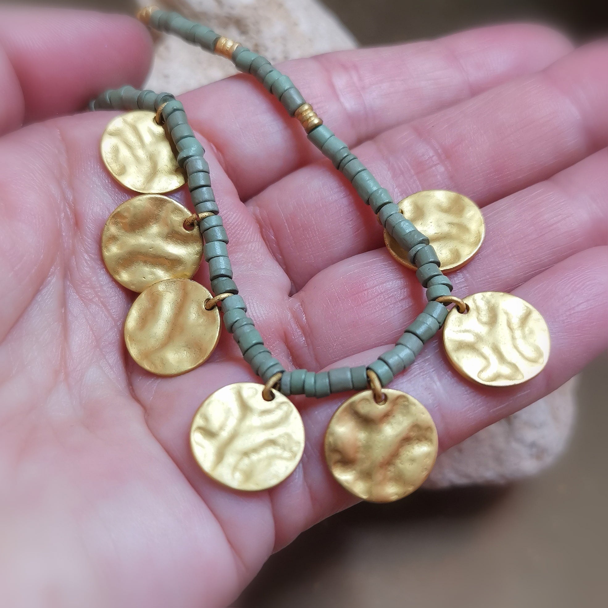 Inka Style Gold Grün Collier Kette – für Lebensfreude & Sonnenkraft