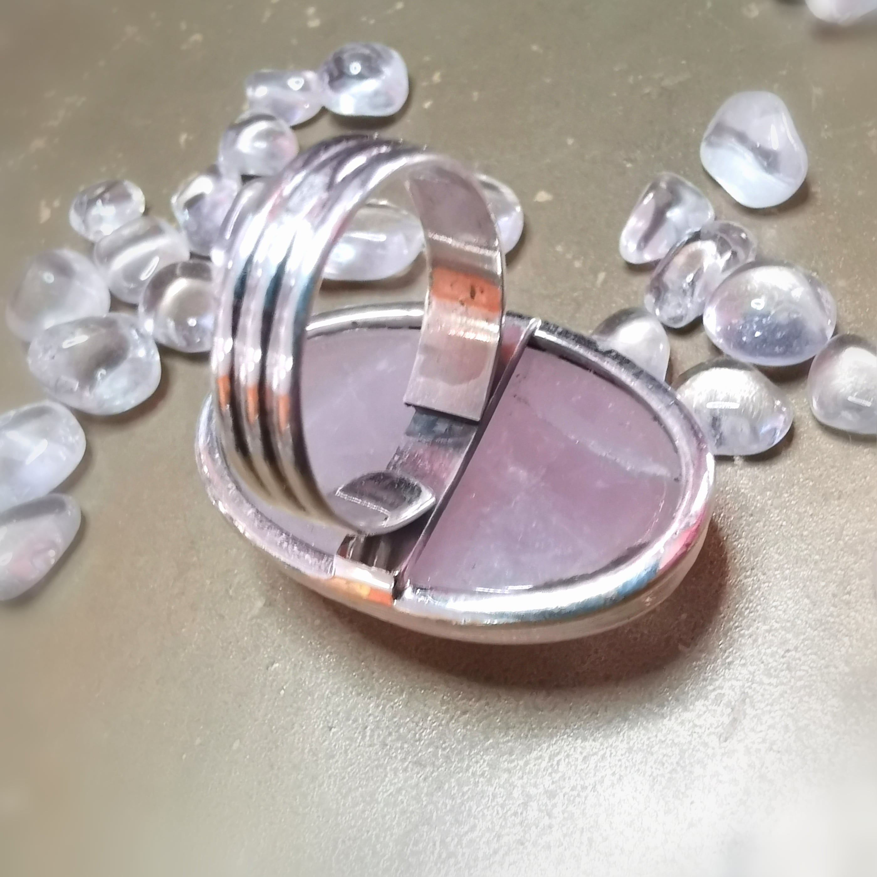 Rosenquarz Edelstein Sterlingsilber Ring – geweiht für Liebe & Herzöffnung