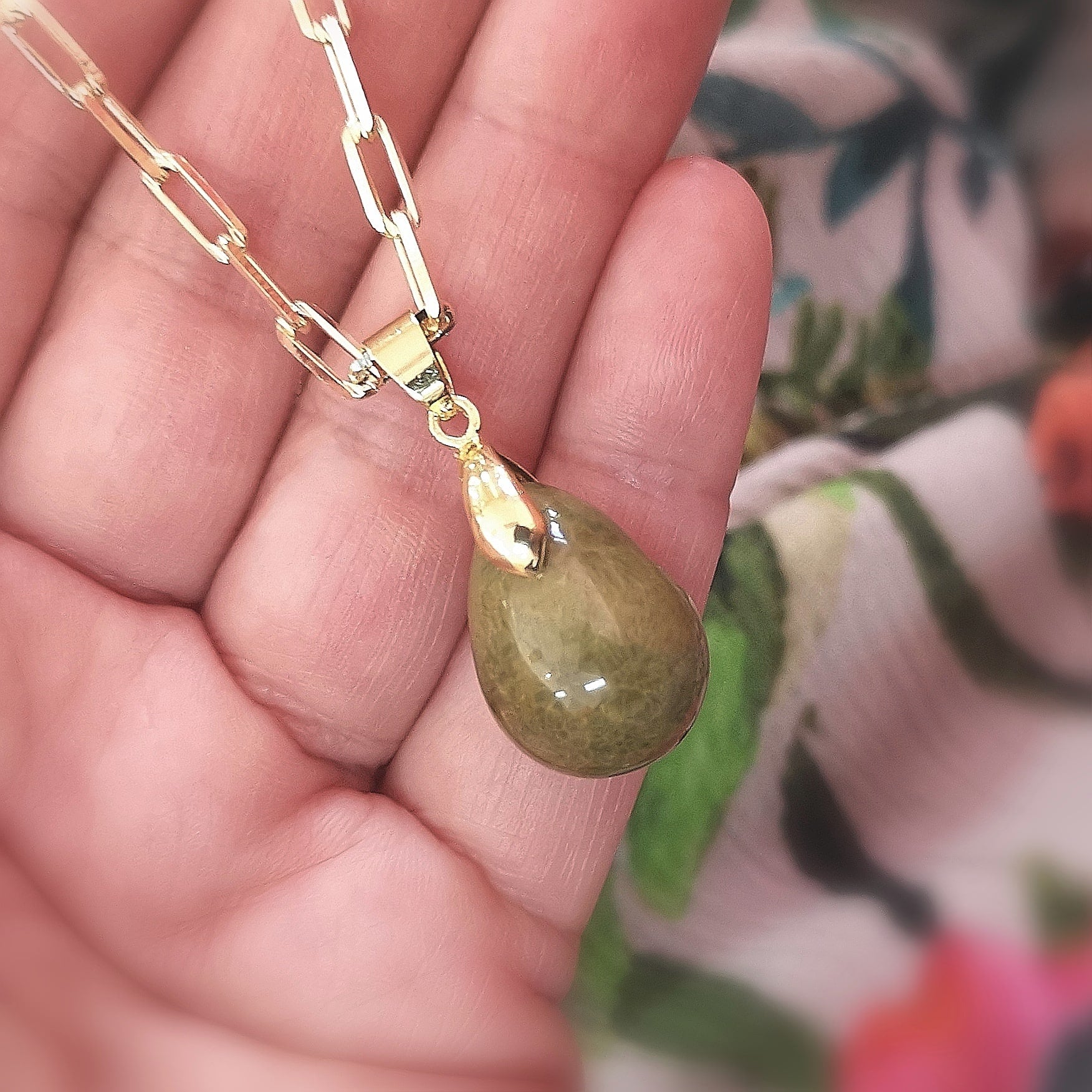 Ozean Jaspis Karma Edelstein Gold Kette – geweiht für innere Weite & Vertrauen