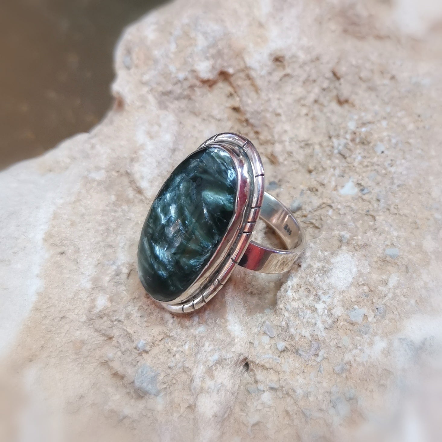 Seraphinit Engelstein Edelstein Ring – Schutz, Liebe & Transformation