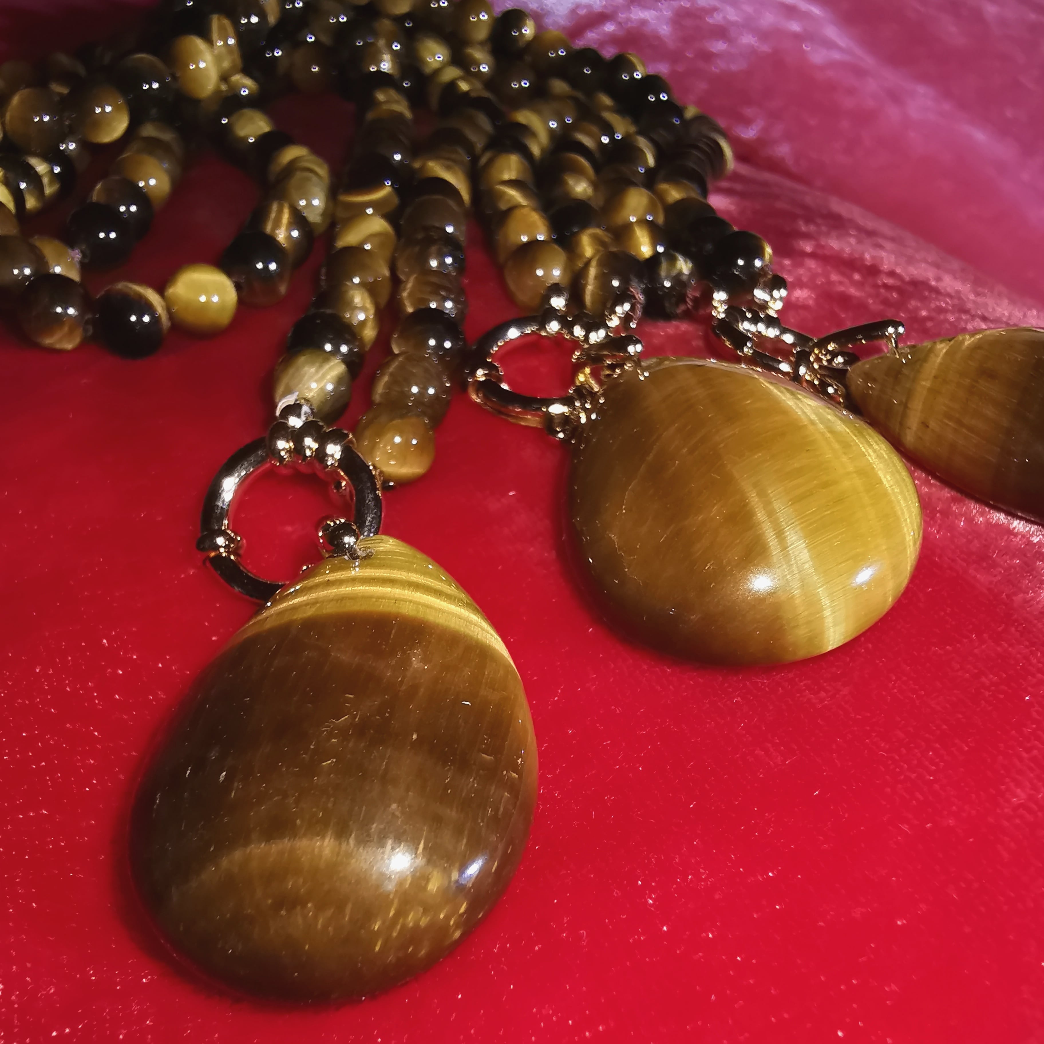 Tigerauge Edelstein Karma Gold Kette – geweiht für Mut & Schutz