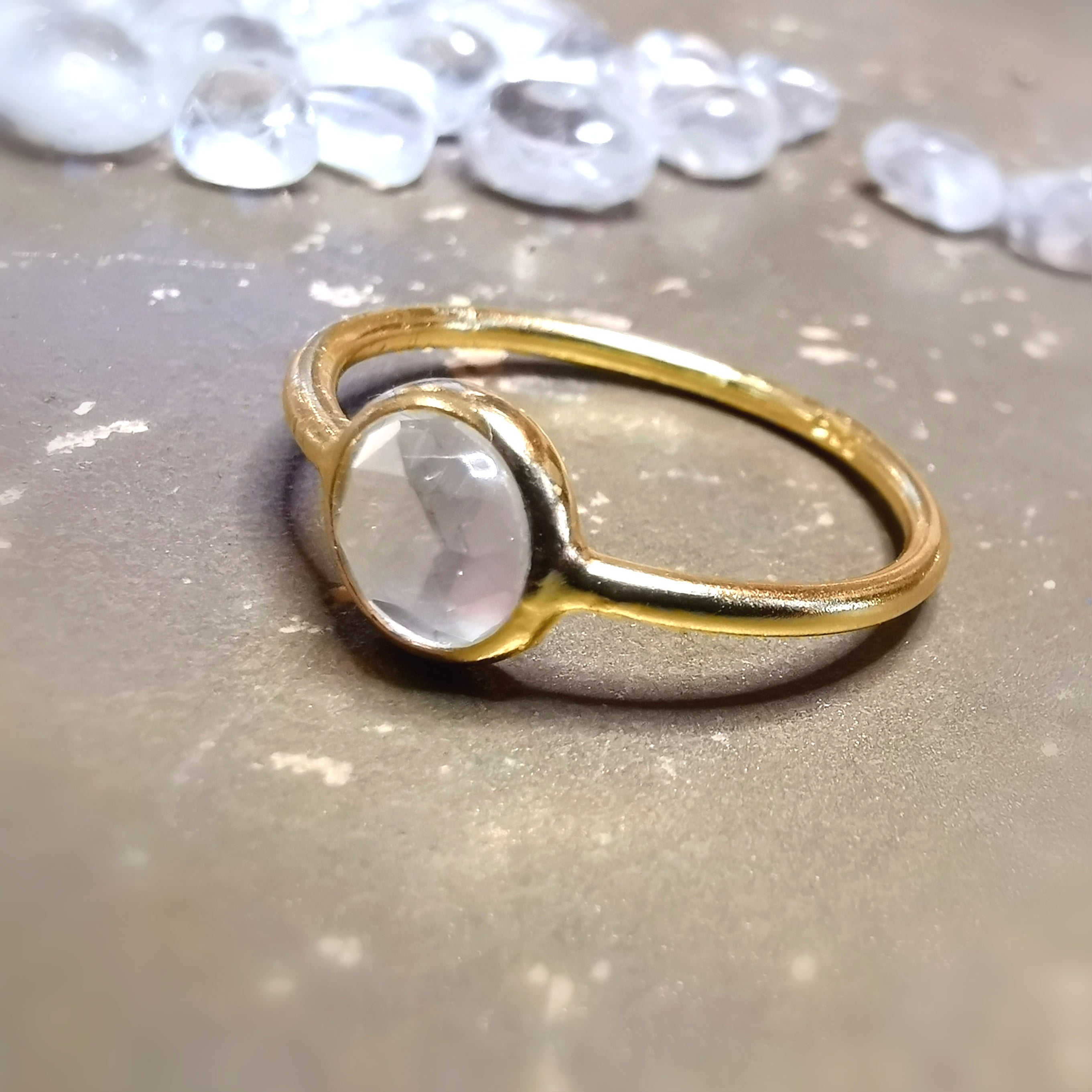 Mondstein Gold Edelstahl Ring – Yang Balance & Lichtenergie