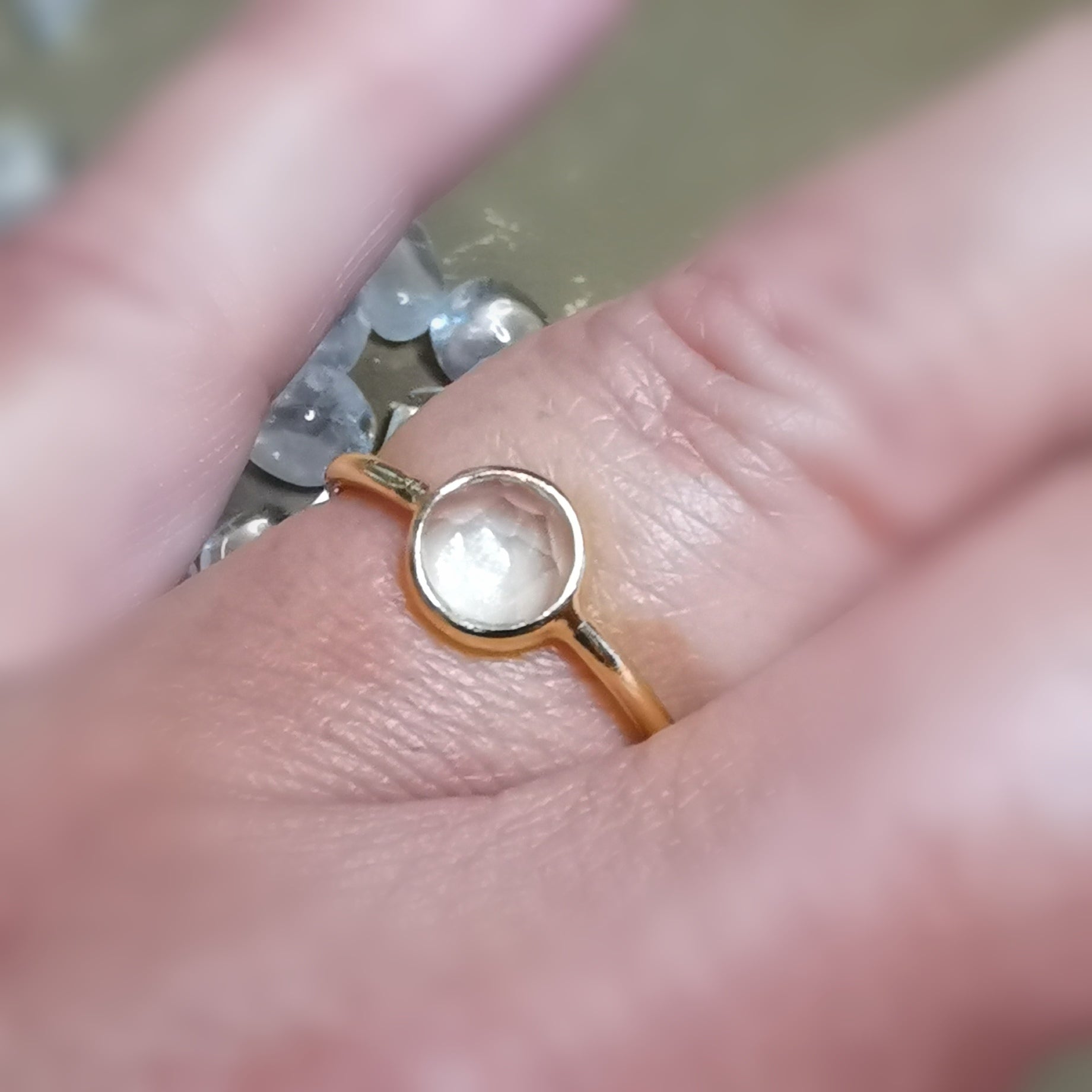 Mondstein Gold Edelstahl Ring – Yang Balance & Lichtenergie