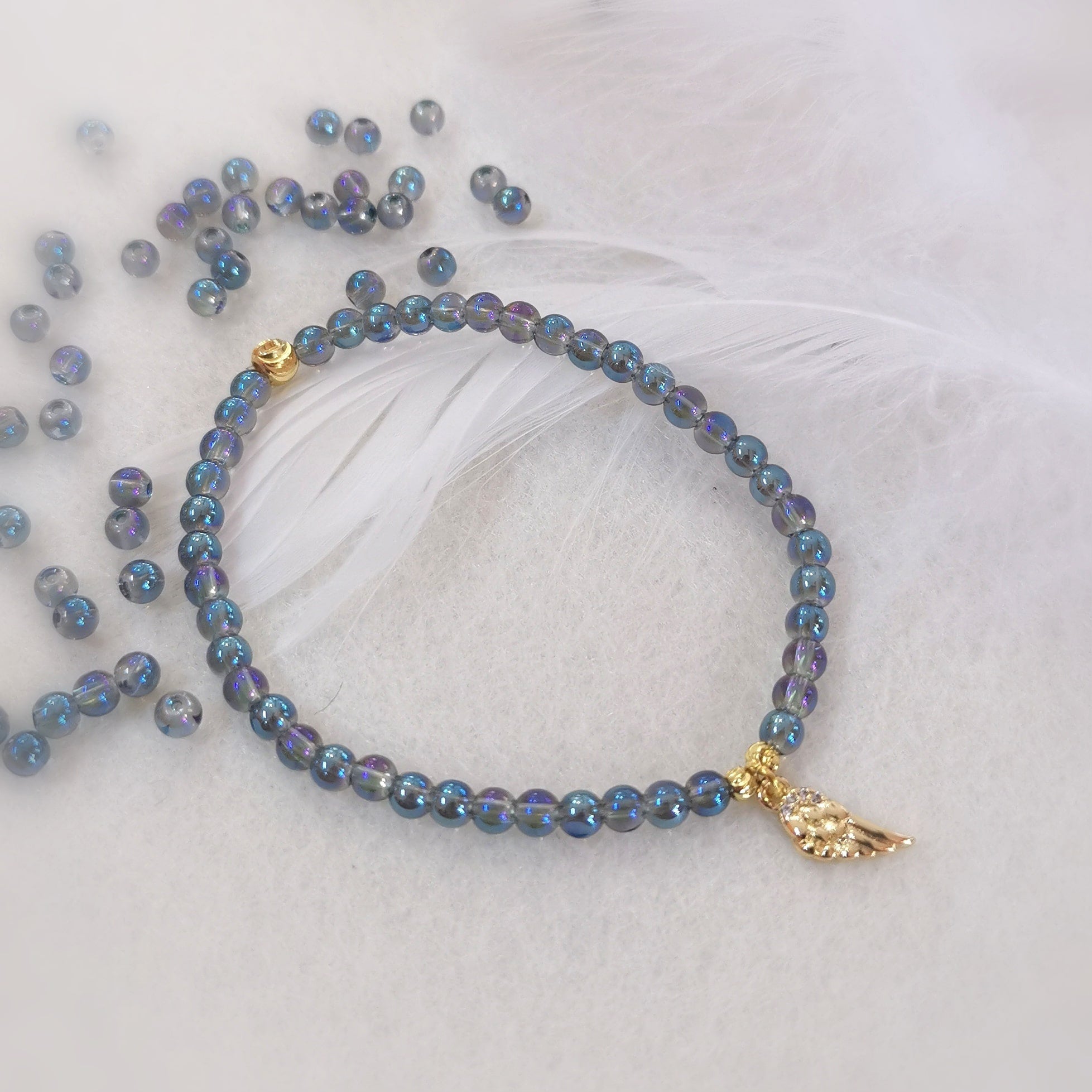 Aqua Aura Engelsflügel Edelstein Armband – geweiht für Licht und Liebe