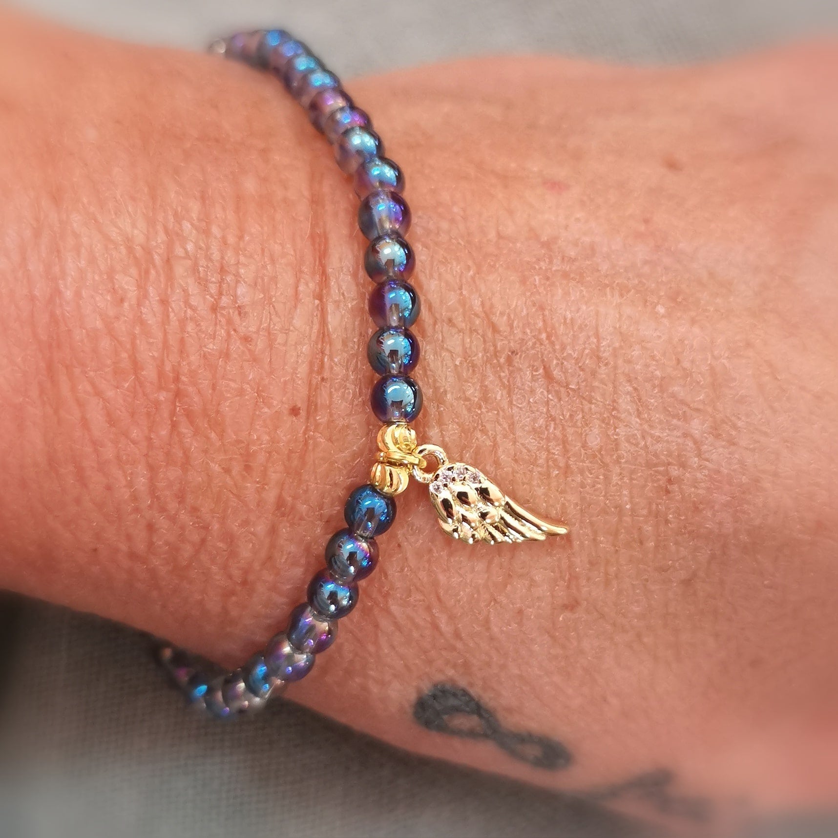 Aqua Aura Engelsflügel Edelstein Armband – geweiht für Licht und Liebe