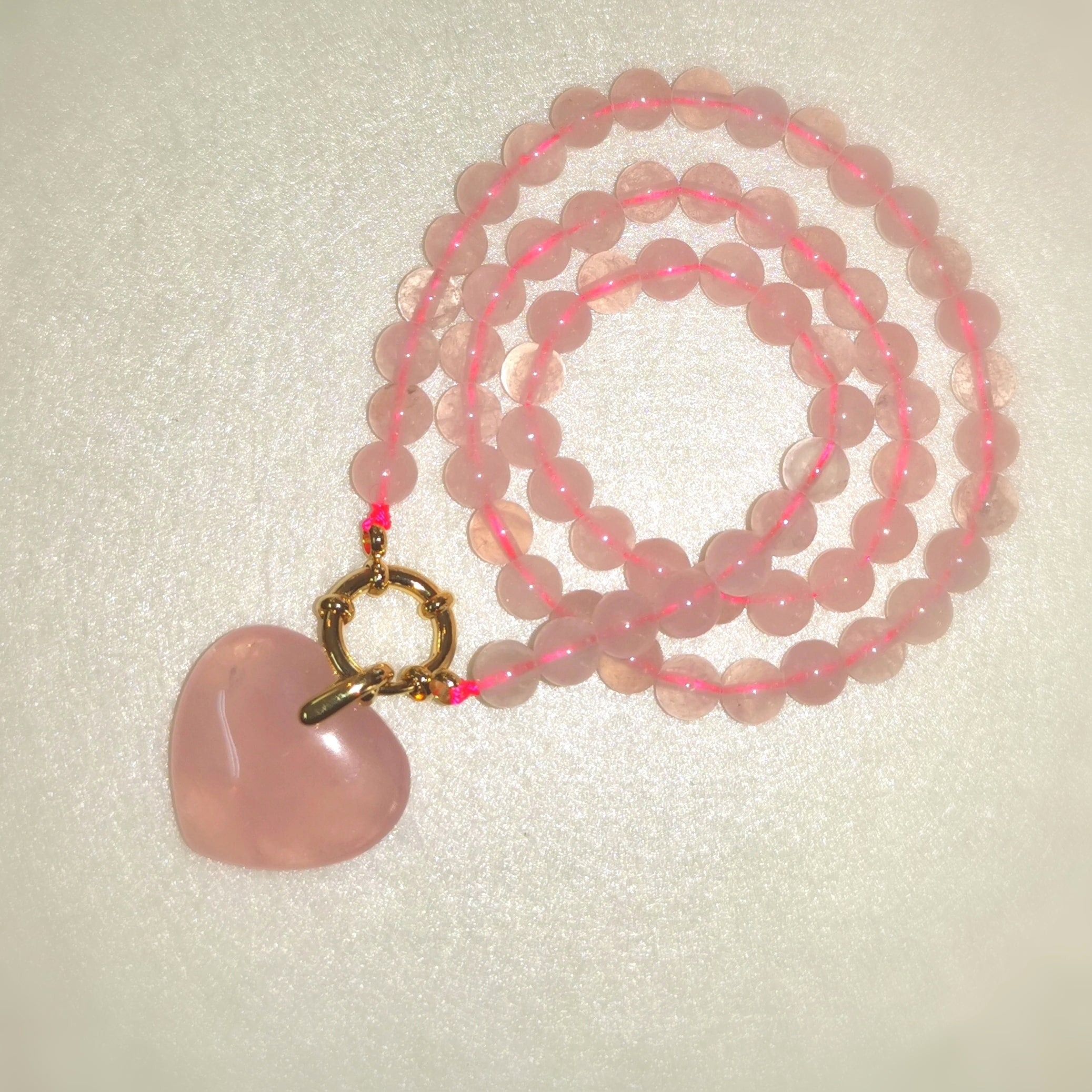 Rosenquarz Herzchakra Edelstein Kette – geweiht für Liebe & Harmonie