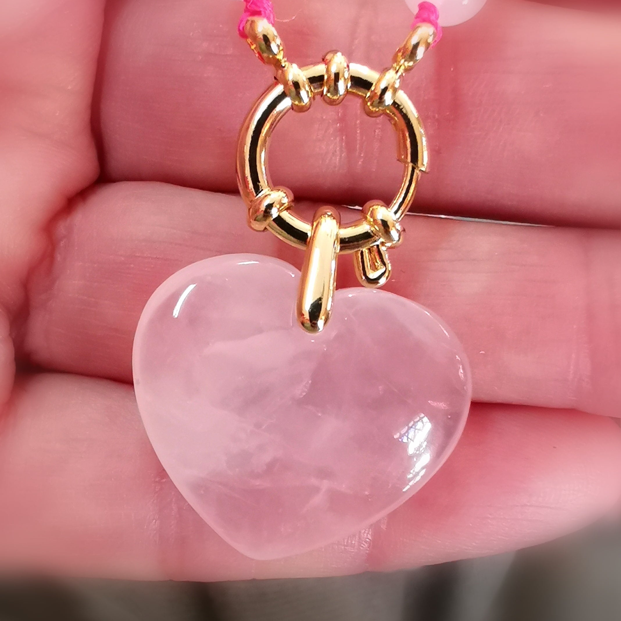 Rosenquarz Herzchakra Edelstein Kette – geweiht für Liebe & Harmonie
