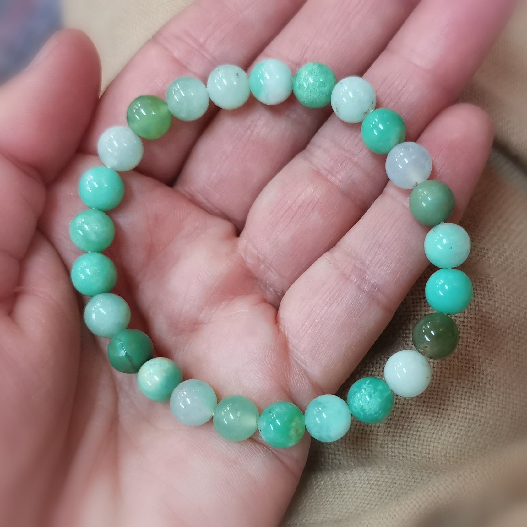 Chrysopras Edelstein Armband 16,4 cm · AA Qualität · Reiki geweiht · Herzchakra Stein für Vertrauen, Heilung & neue Lebensfreude.